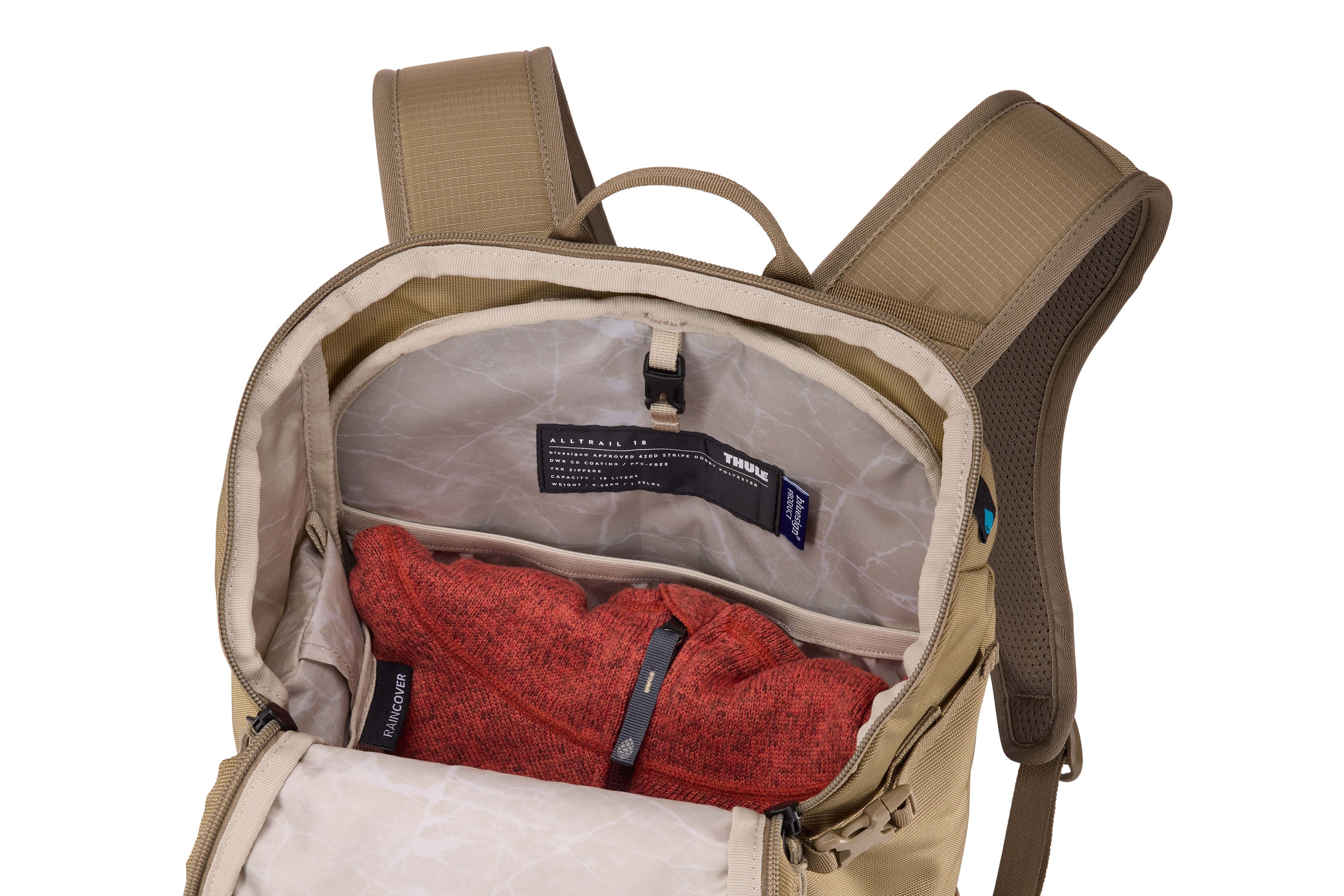 Thule AllTrail Daypack 18L in Faded Khaki — interior view 2 # color_Faded Khaki