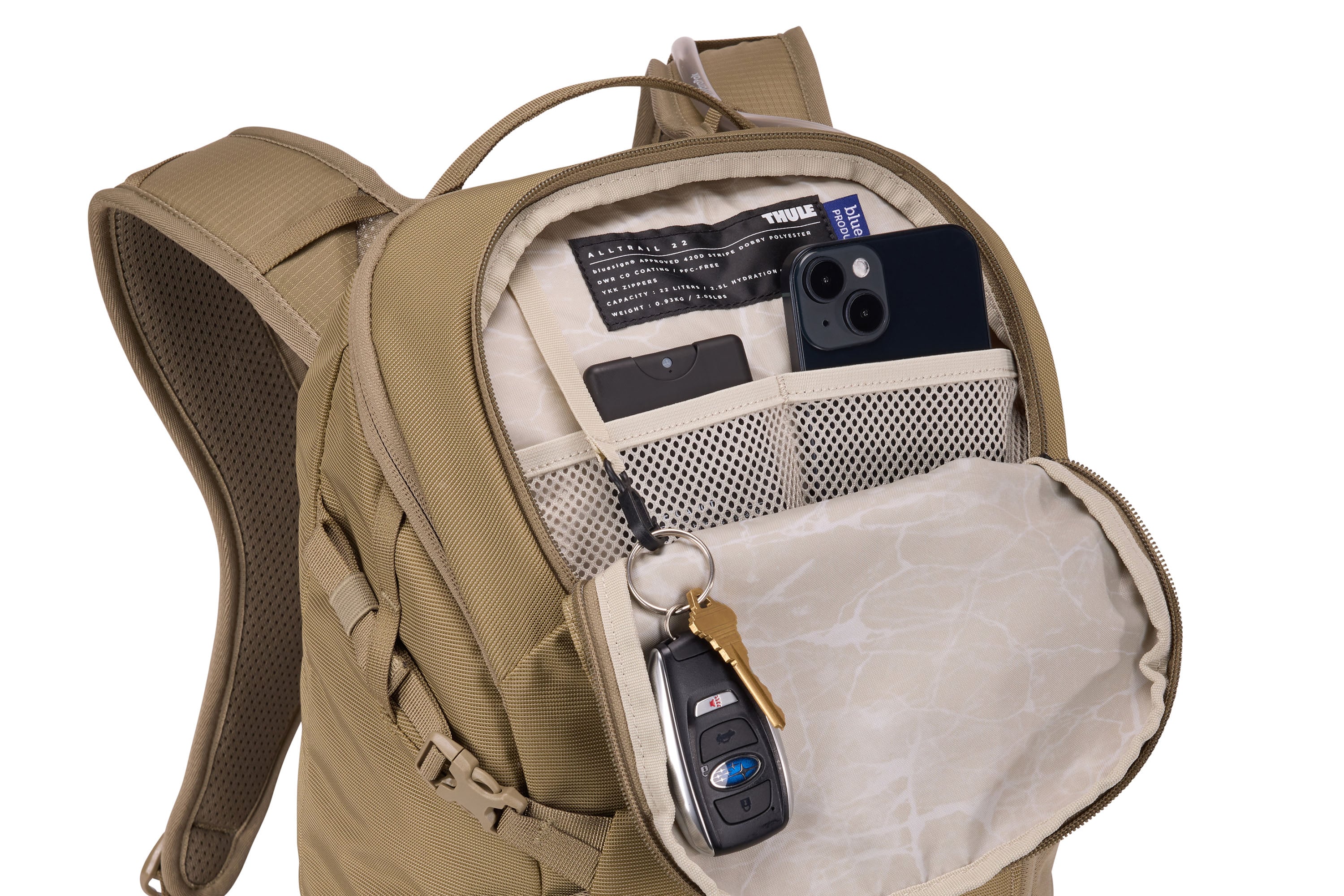 Thule AllTrail Hydration Pack 22L in Faded Khaki — interior view 2 # color_Faded Khaki