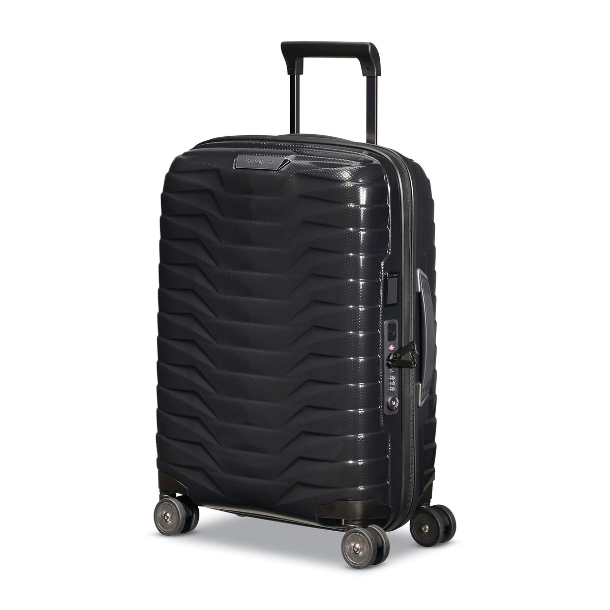 Samsonite Proxis Global Carry-On Spinner in Black — front view