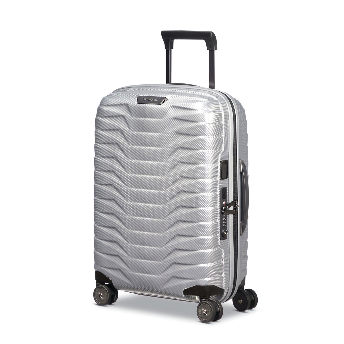 Samsonite Proxis Global Carry-On Spinner in Silver — front view # color_Silver