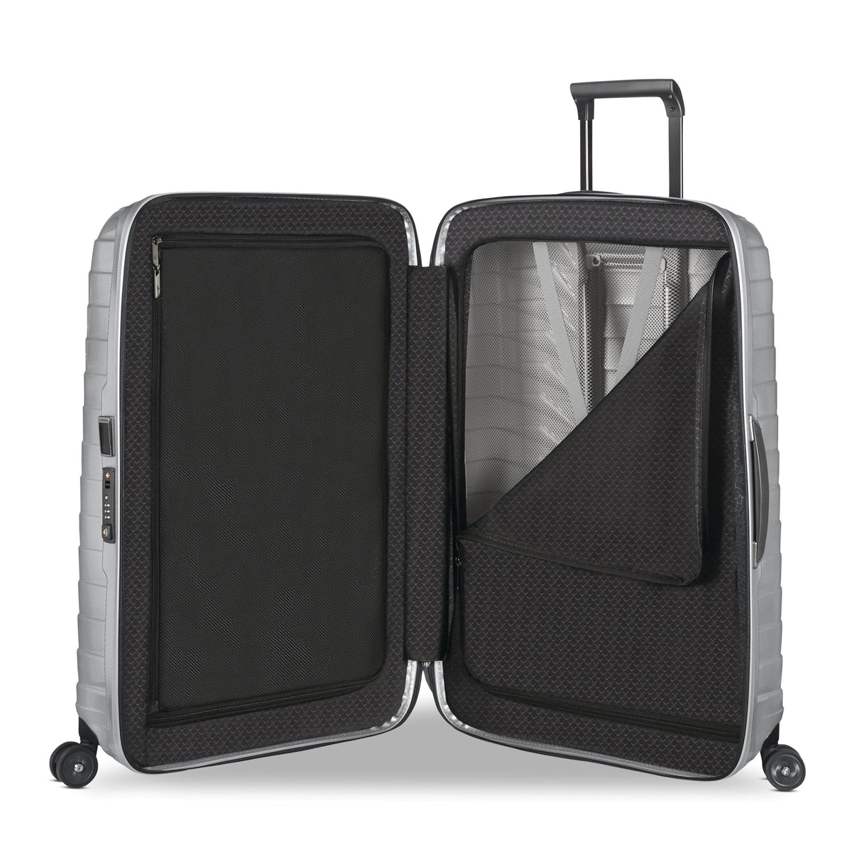 Samsonite Proxis Large Spinner in Silver — interior view