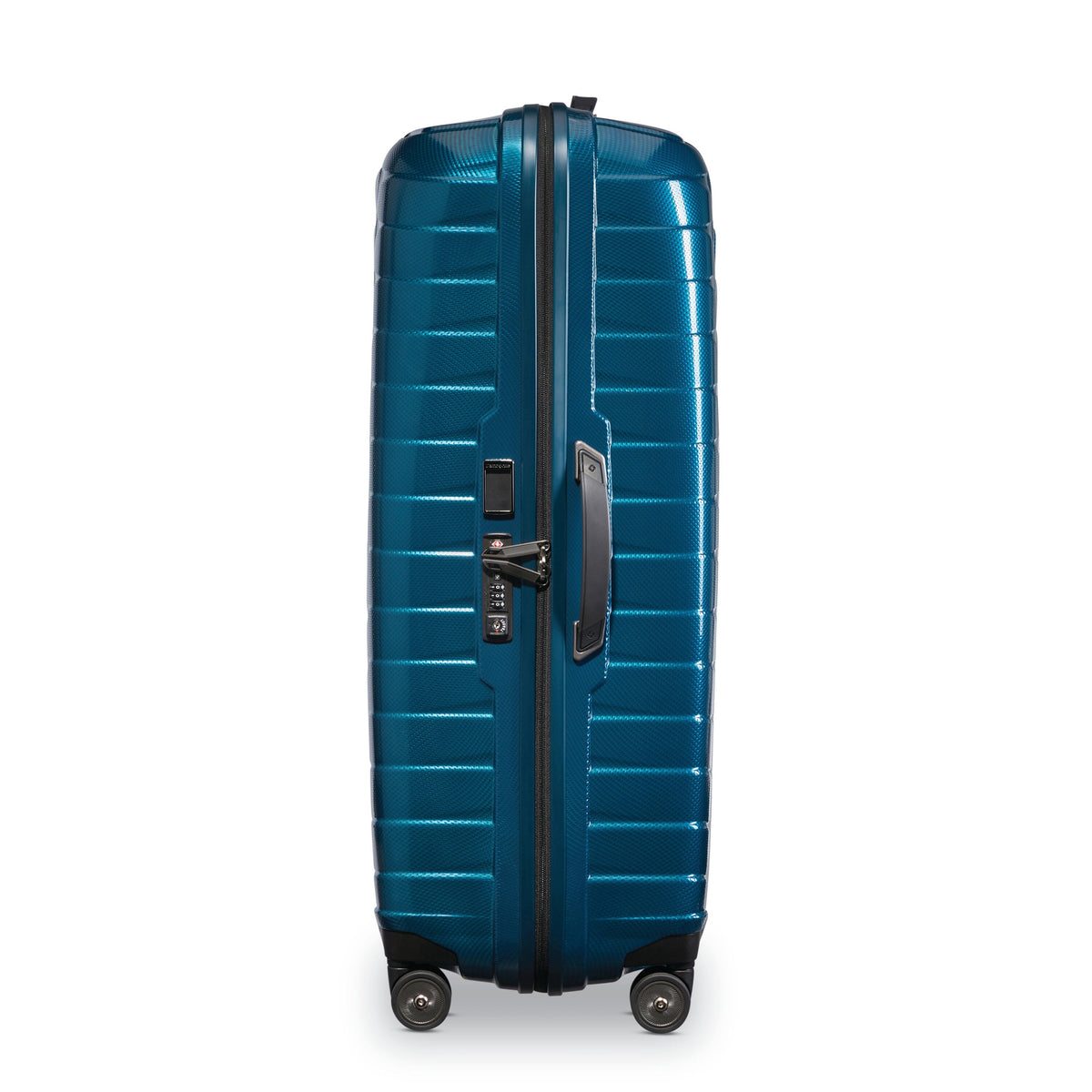 Samsonite Proxis Extra Large Spinner in Petrol Blue — side view