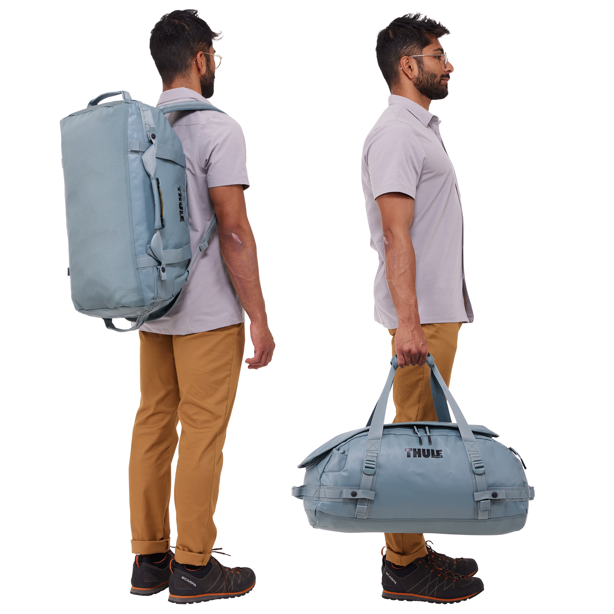 Thule Chasm 40L Duffel in Pond Gray — lifestyle # color_Pond Gray