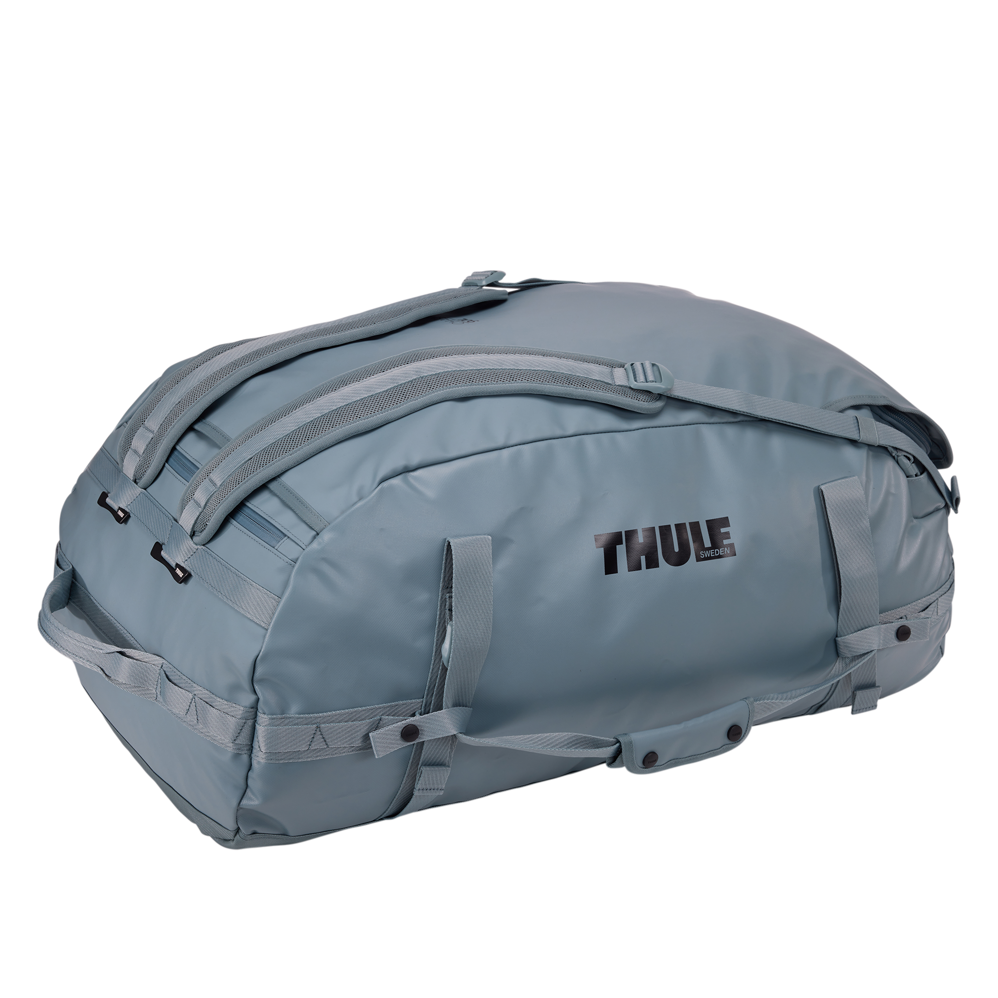 Thule Chasm 90L Duffel in Pond Gray — angle view 3 # color_Pond Gray