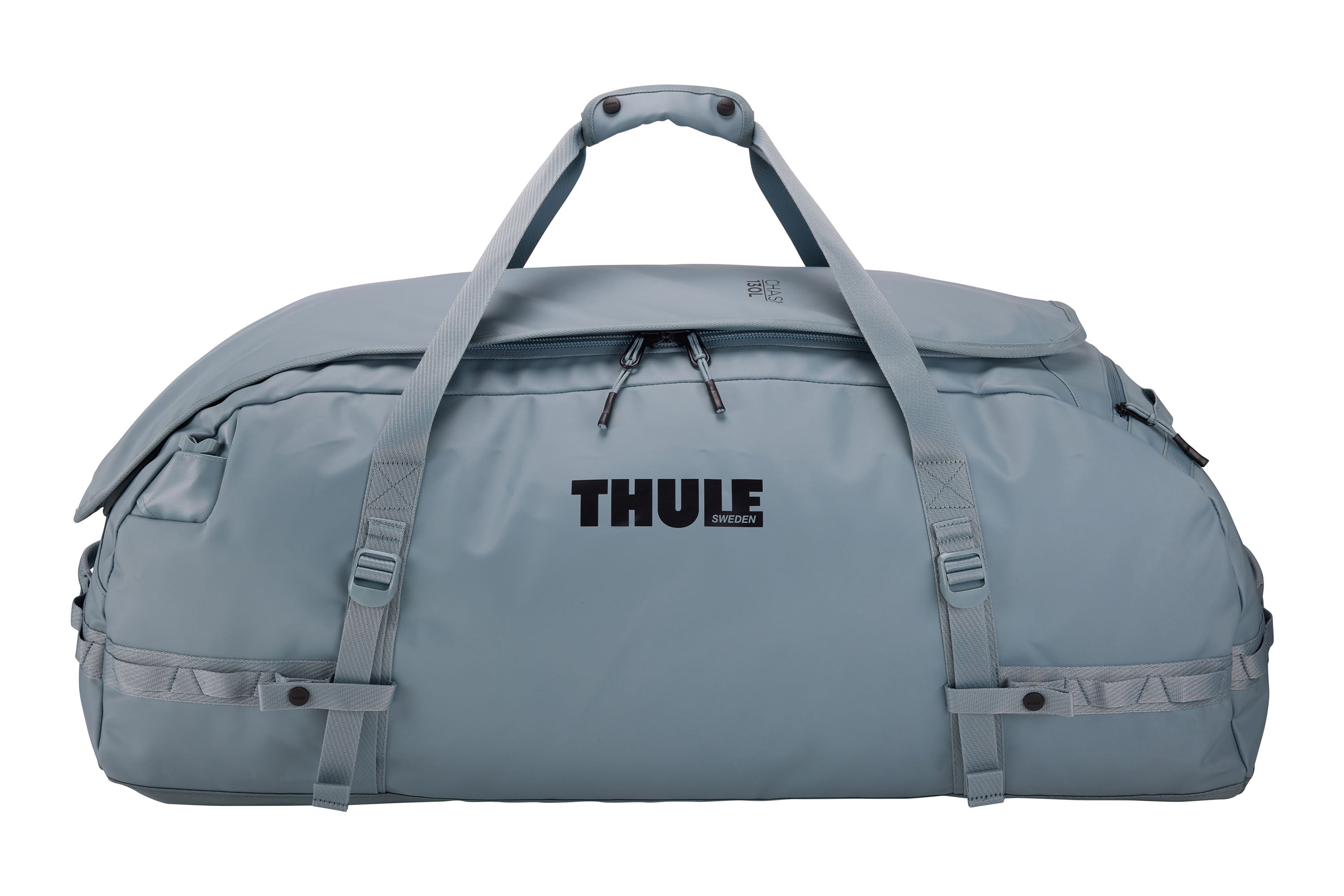 Thule Chasm 130L Duffel in Pond Gray — front view # color_Pond Gray