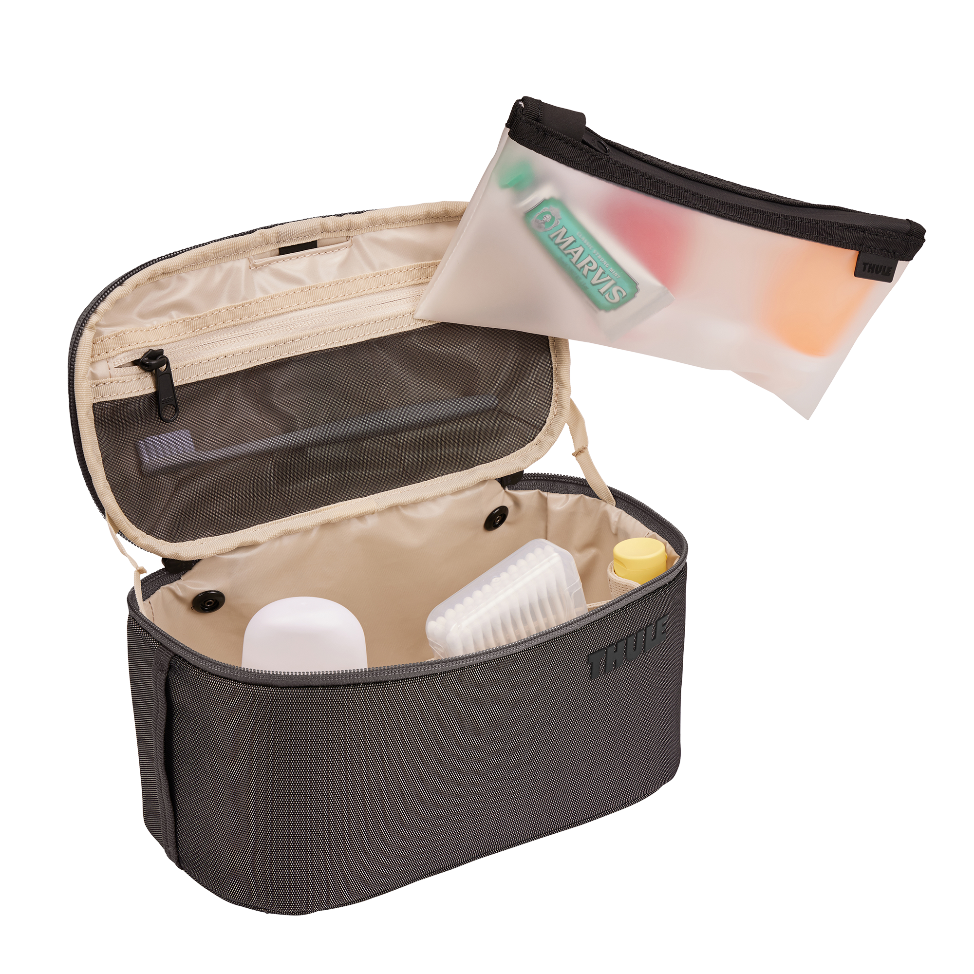 Thule Subterra Toiletry Bag in Vetiver Gray — interior view # color_Vetiver Gray