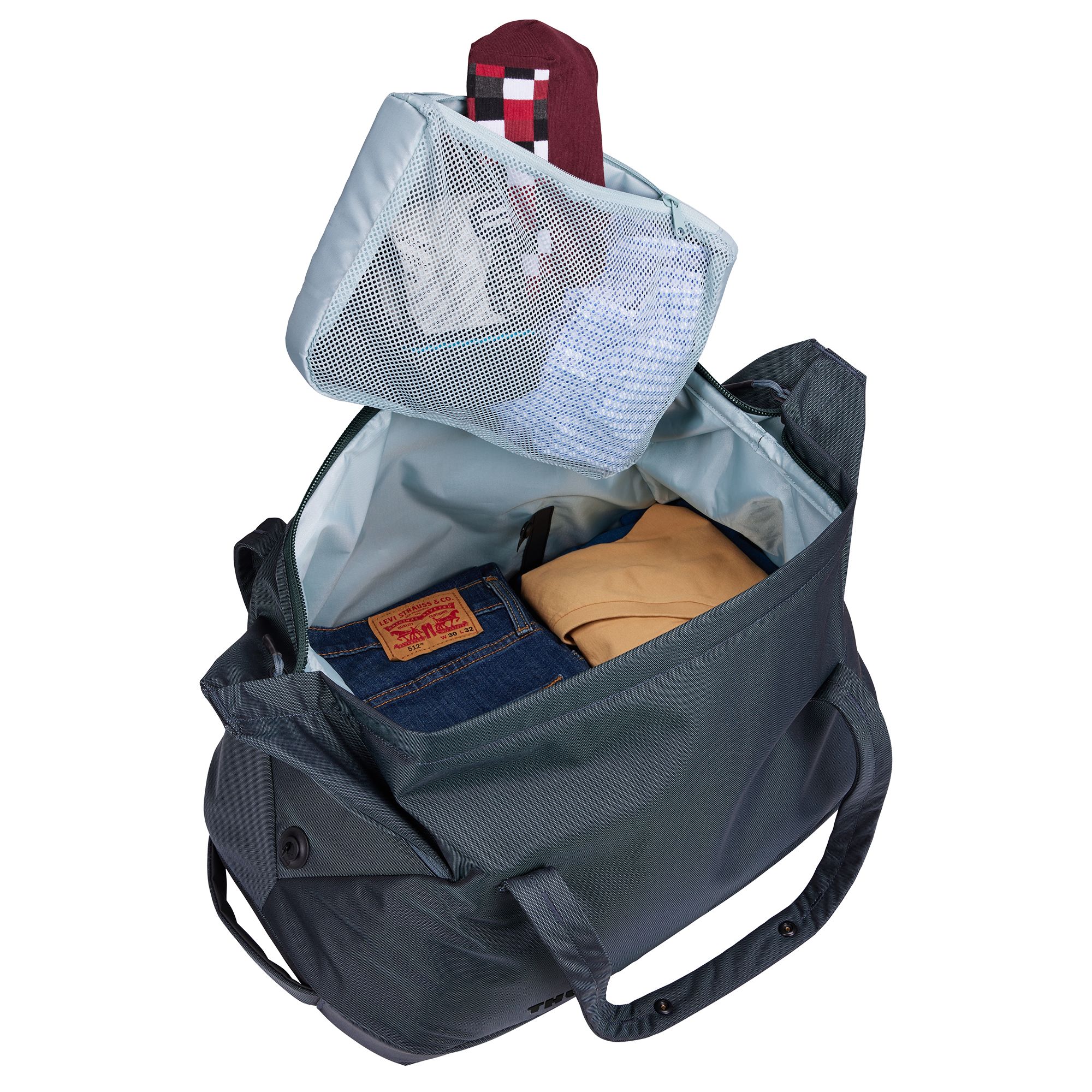 Thule Subterra Duffel 35L in Dark Slate — interior view # color_Dark Slate