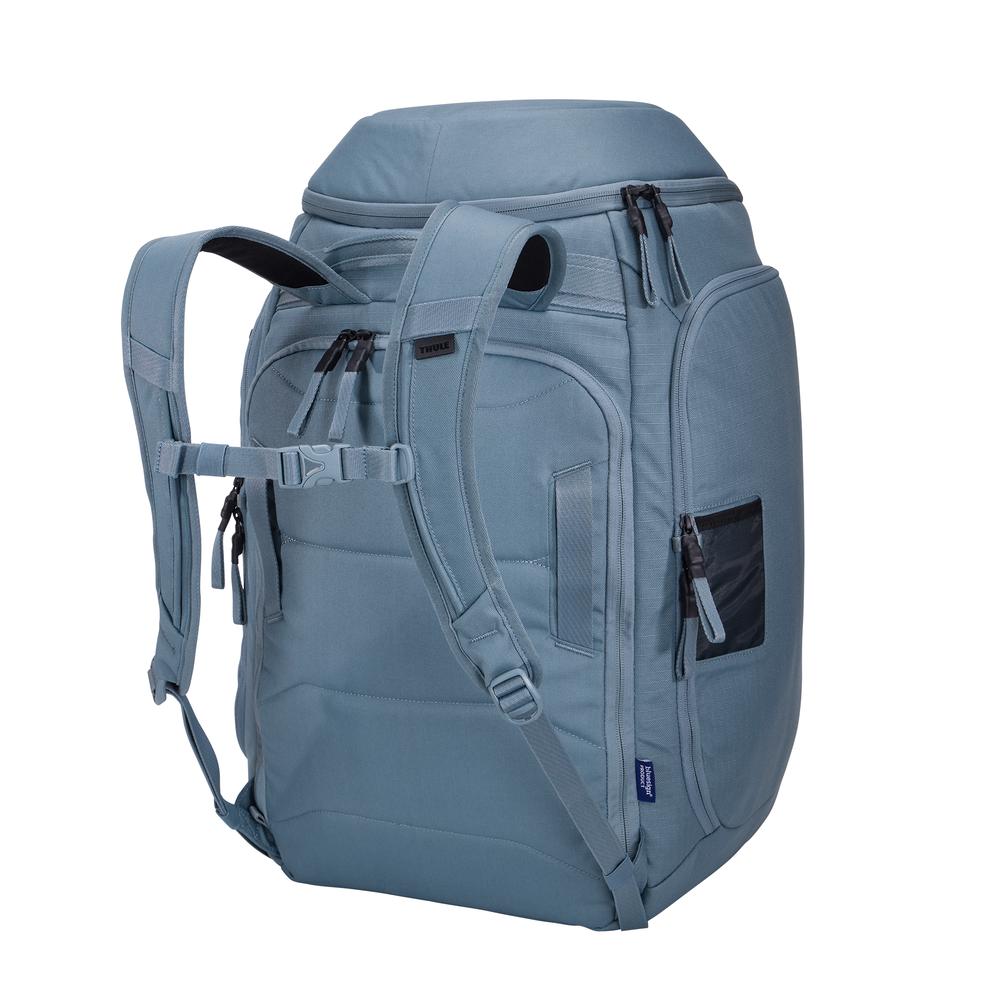 Thule RoundTrip Boot Backpack 60L in Mid Blue — back view # color_Mid Blue