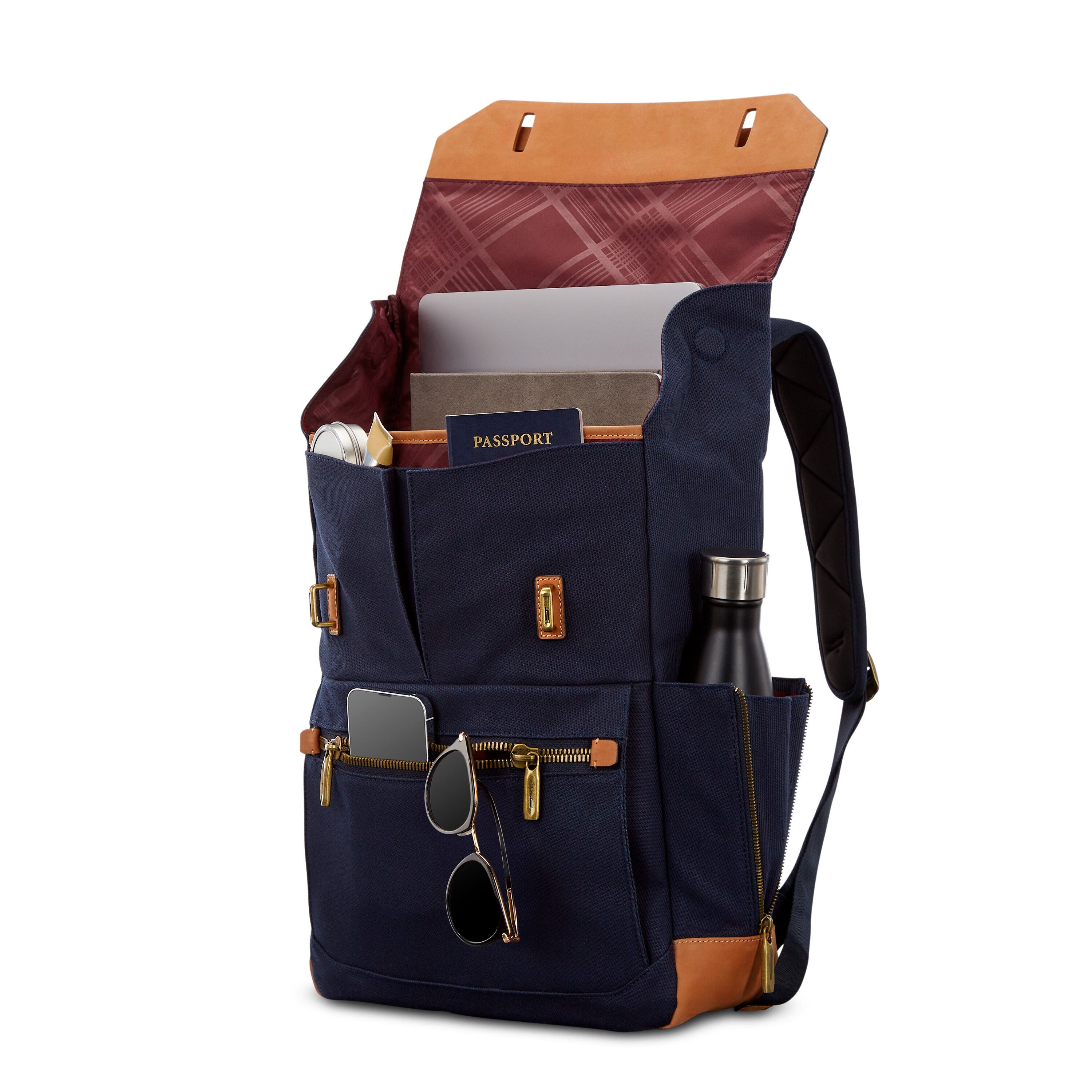 Hartmann Reserve Backpack in Midnight Navy — interior view