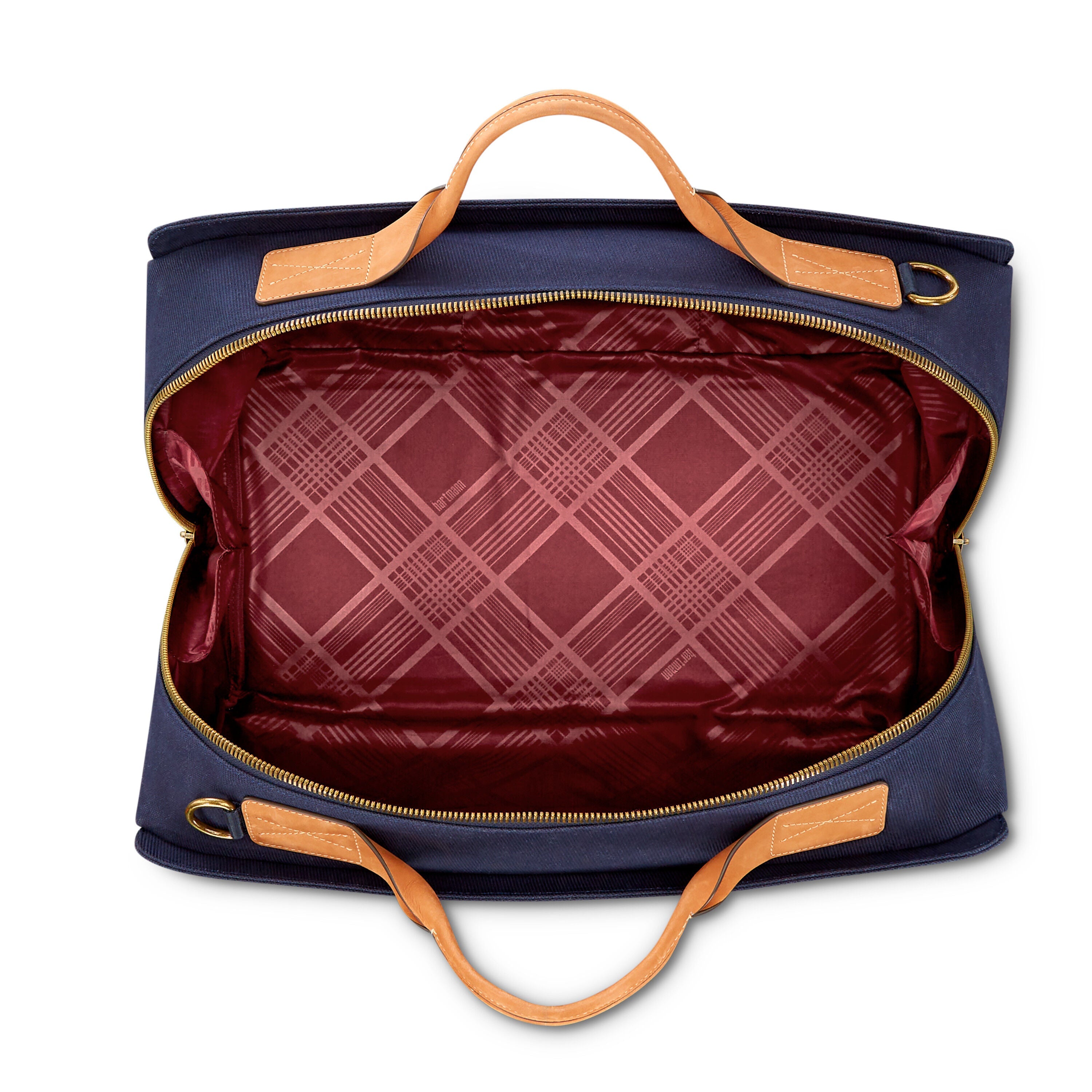 Hartmann Reserve Weekender Duffel in Midnight Navy — interior view