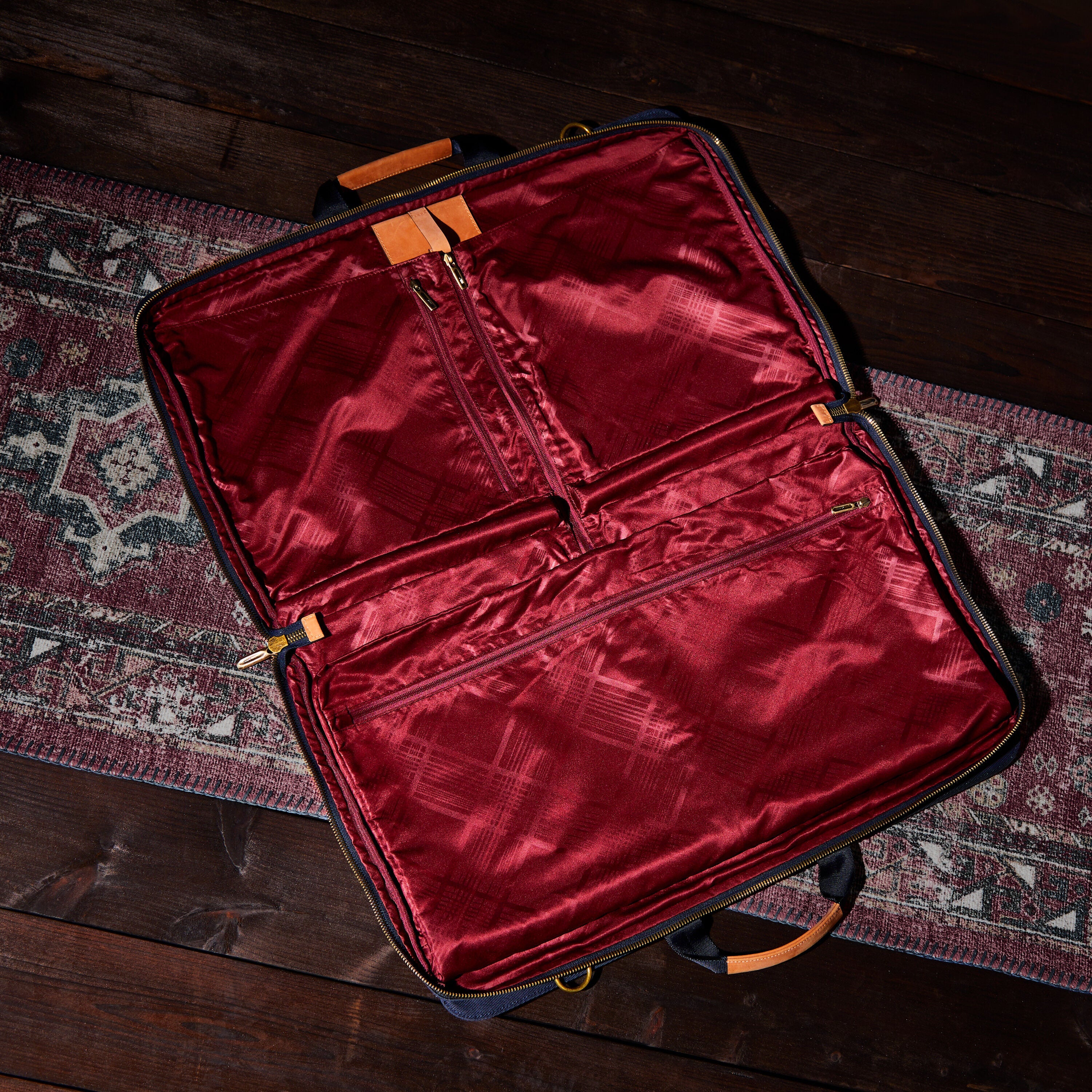 Hartmann Reserve Bi-Fold Garment Bag in Midnight Navy — angle view 4