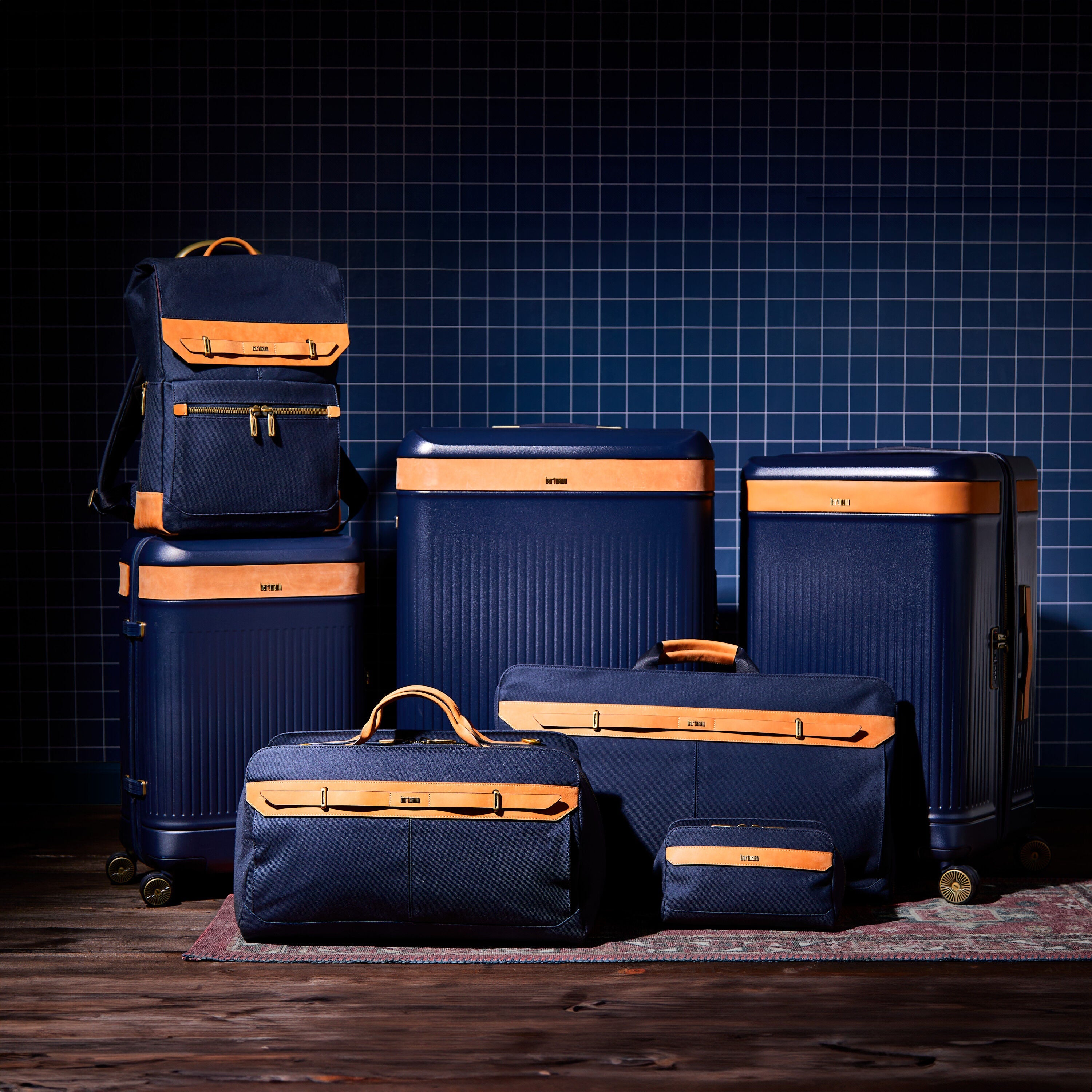 Hartmann Reserve Bi-Fold Garment Bag in Midnight Navy — angle view 5