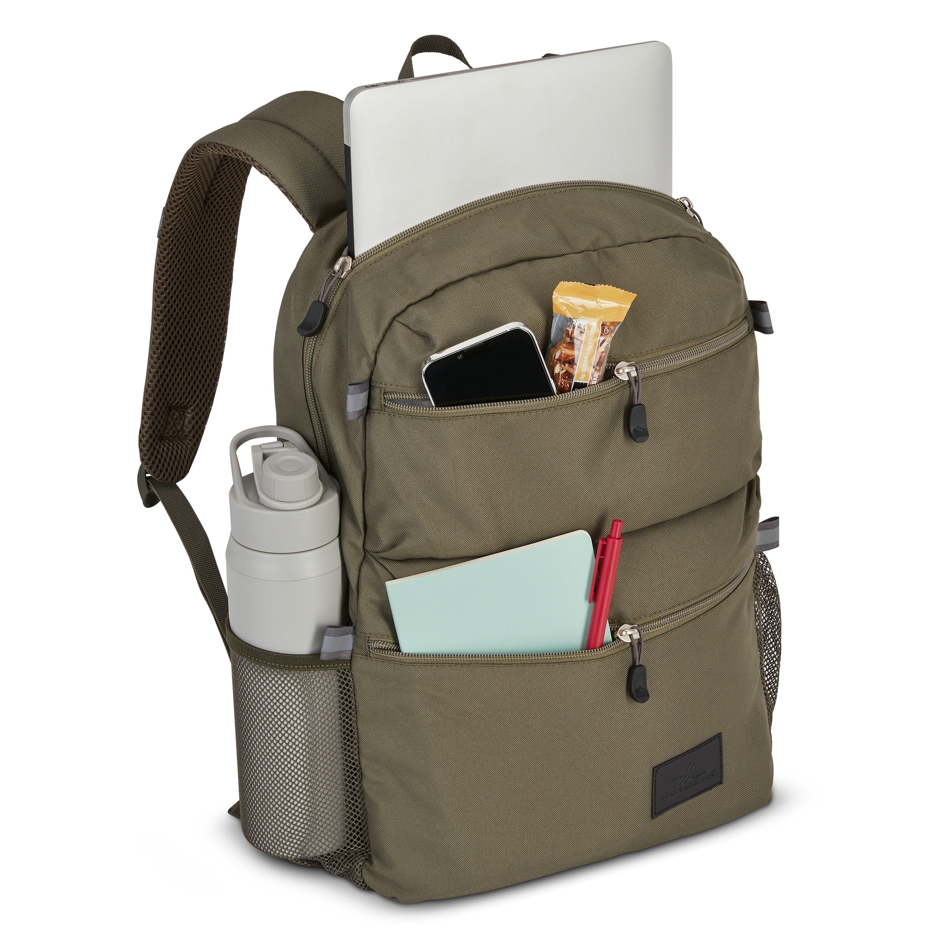 High Sierra Everclass Backpack in Olive — interior view