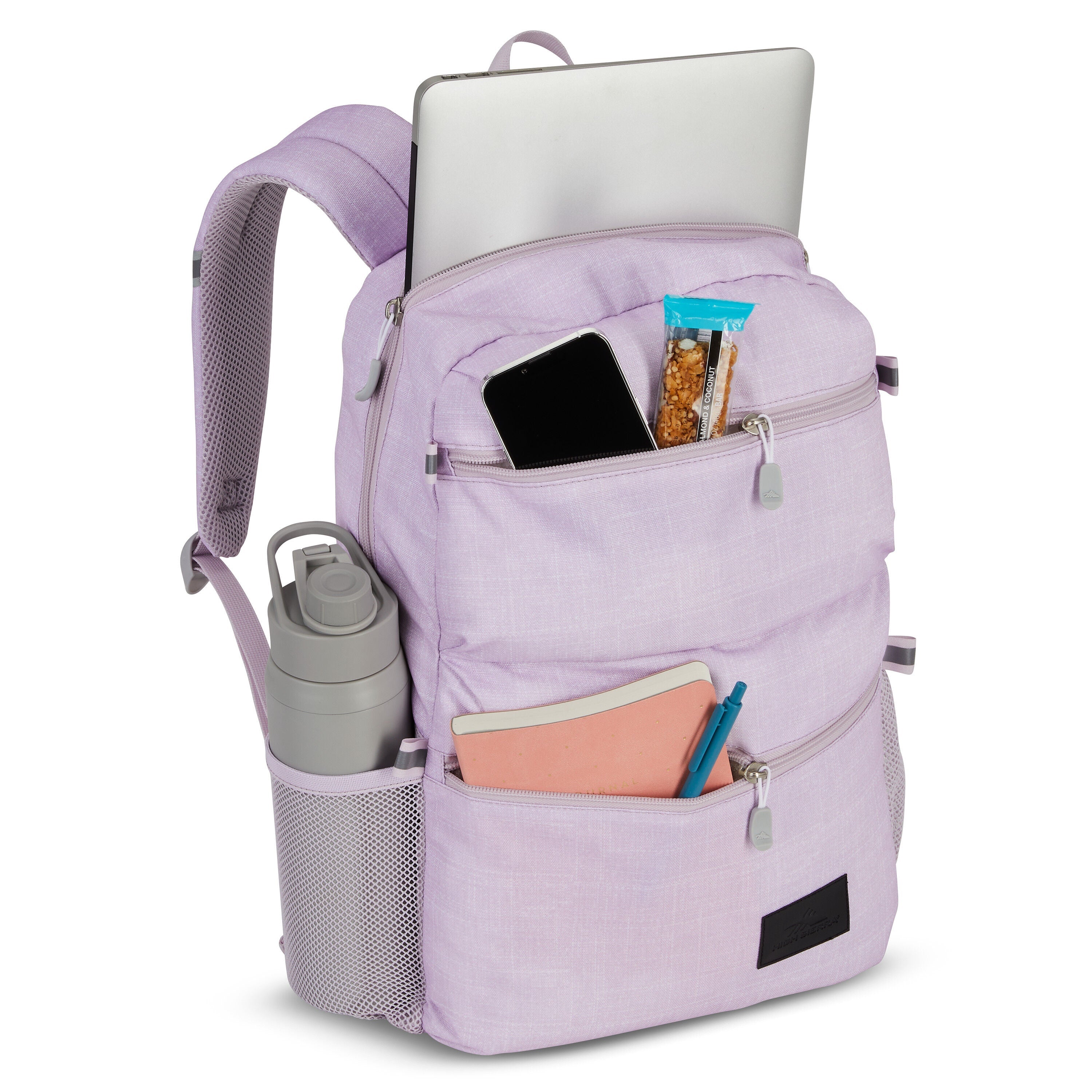 High Sierra Everclass Backpack in Hushed Orchid Heather — interior view