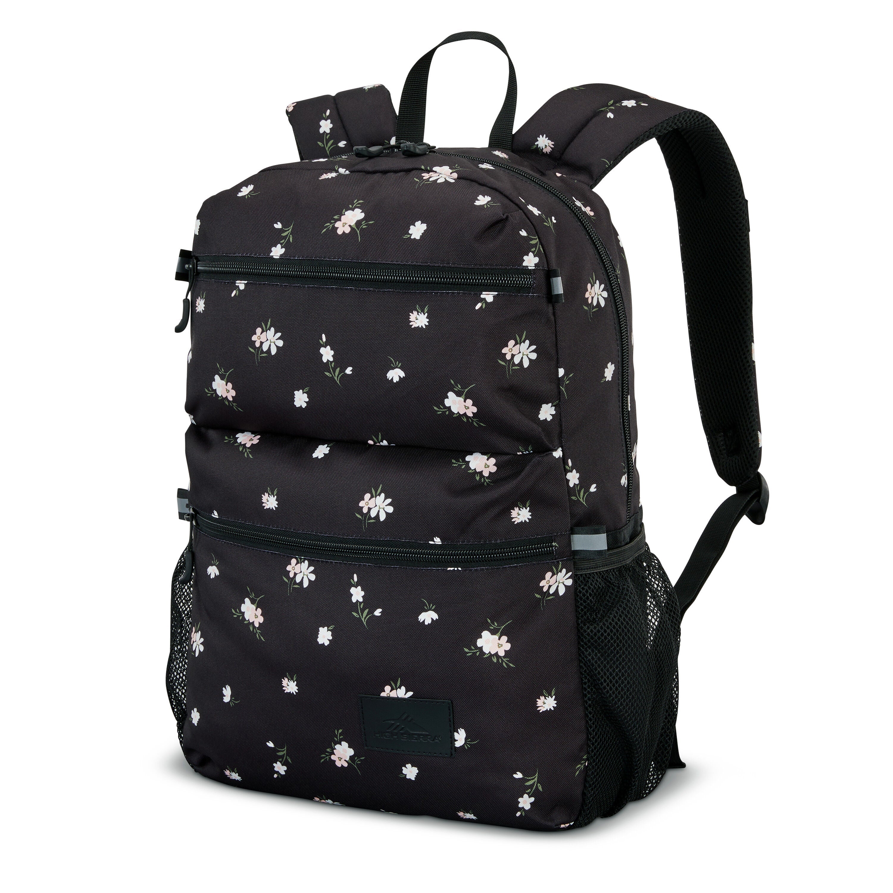 High Sierra Everclass Backpack in Floral Black — front view