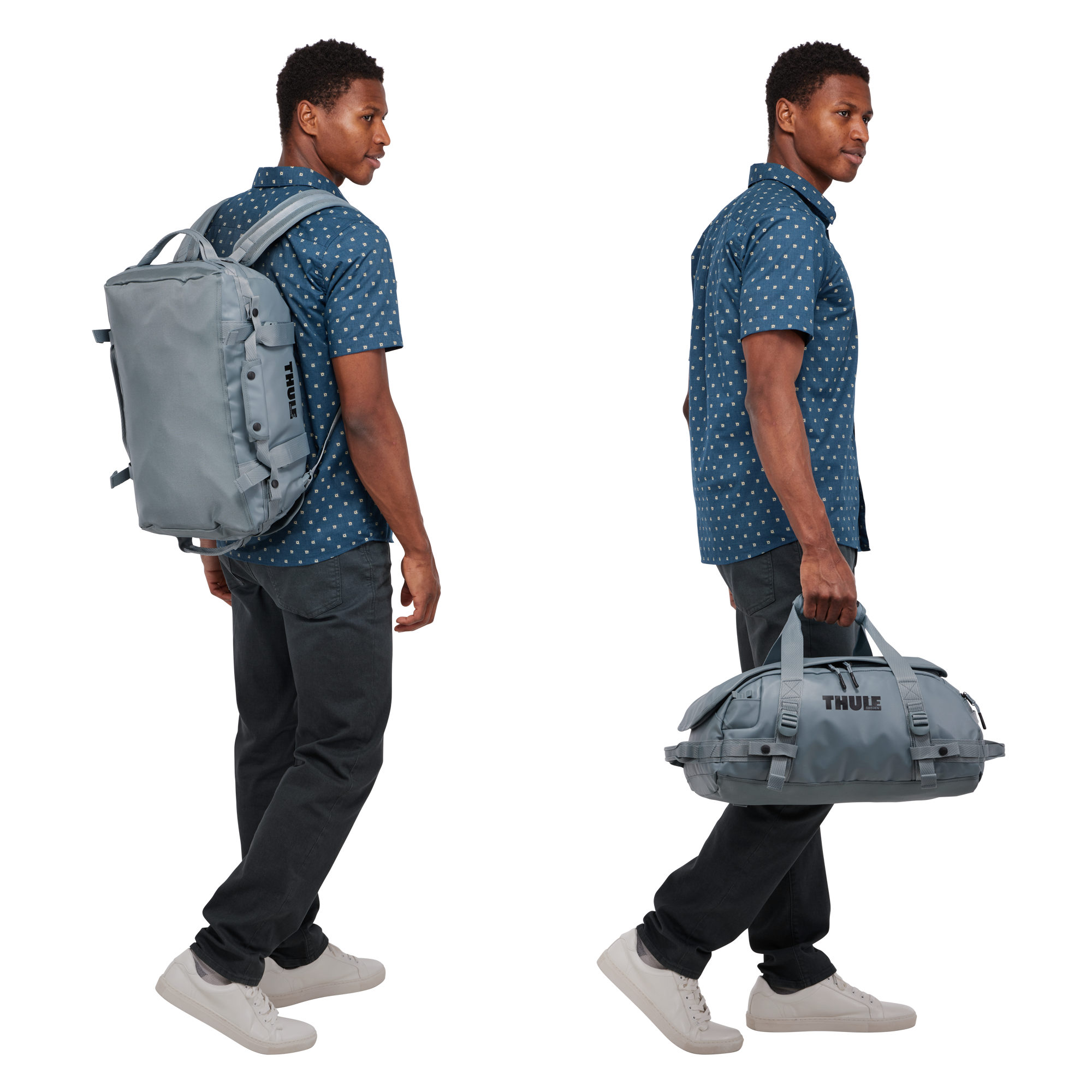 Thule Chasm 30L Duffel in Pond Gray — lifestyle # color_Pond Gray