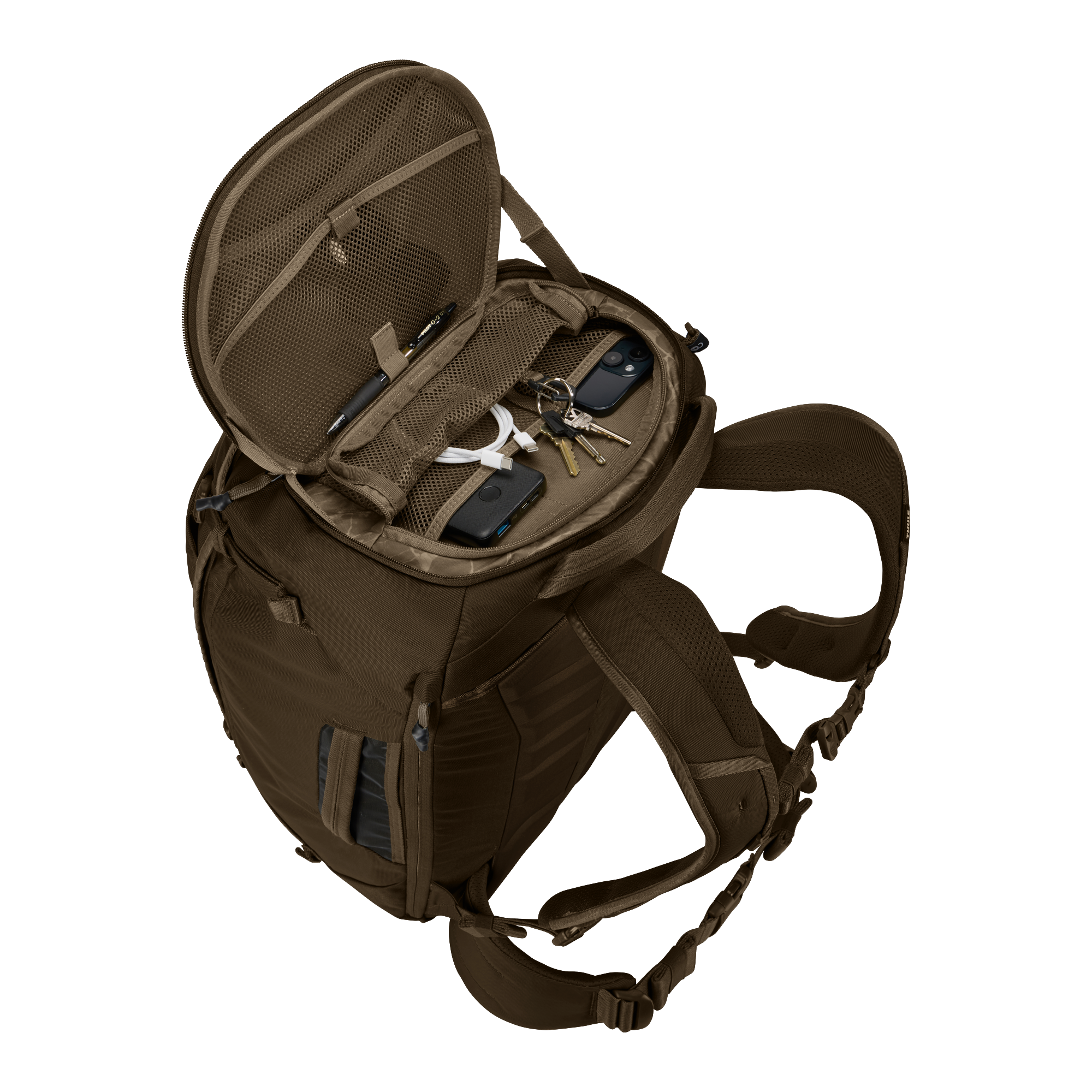 Thule Landmark 40L in Deep Khaki — interior view 2 # color_Deep Khaki
