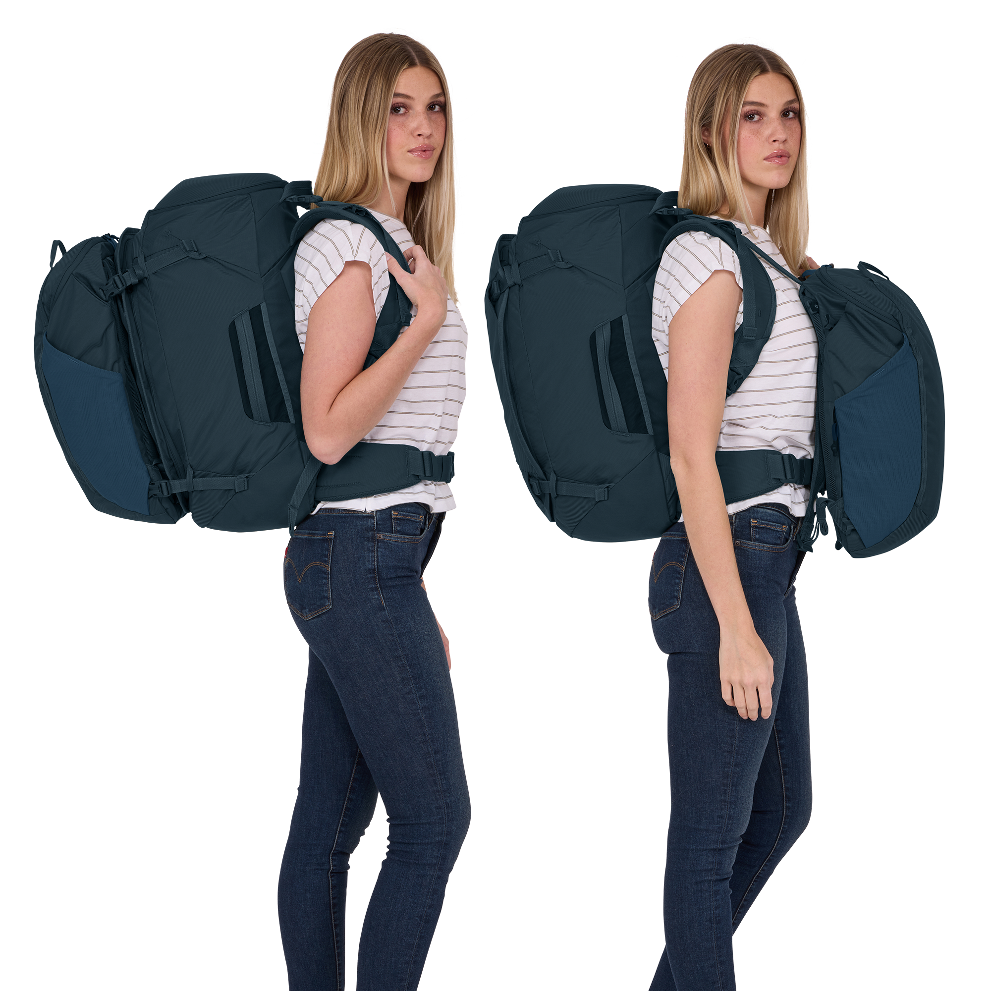 Thule Landmark 60L Women's in Darkest Blue — lifestyle # color_Darkest Blue