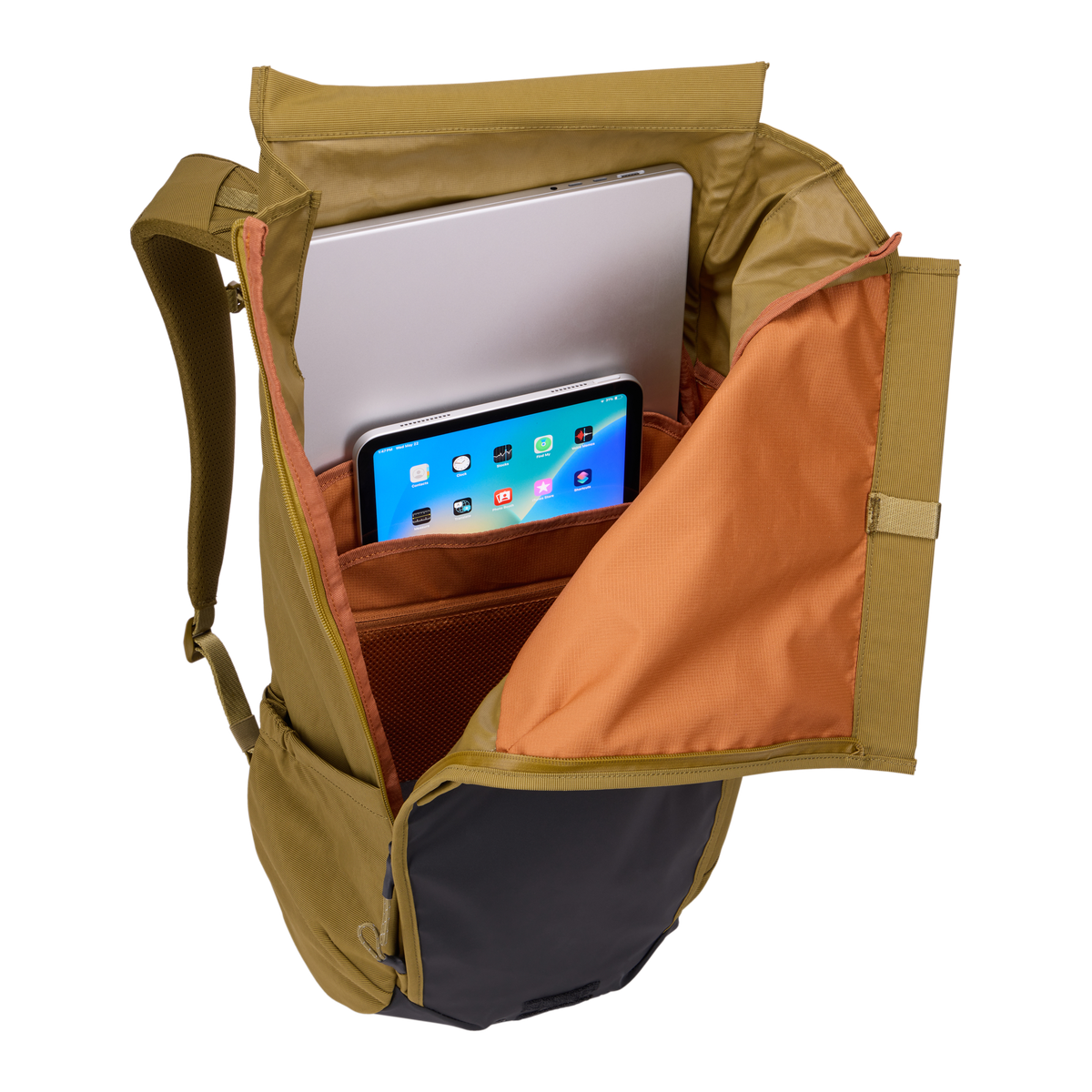 Thule Paramount Bike Commute Backpack 20L in Nutria Brown — interior view