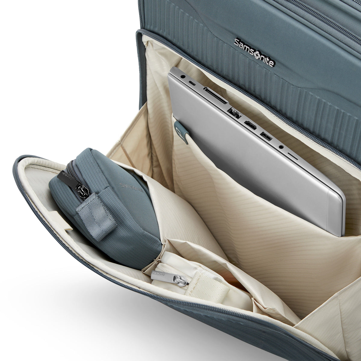 Samsonite Silhouette 18 Softside Spinner - Carry On in Slate Blue — detail view 5