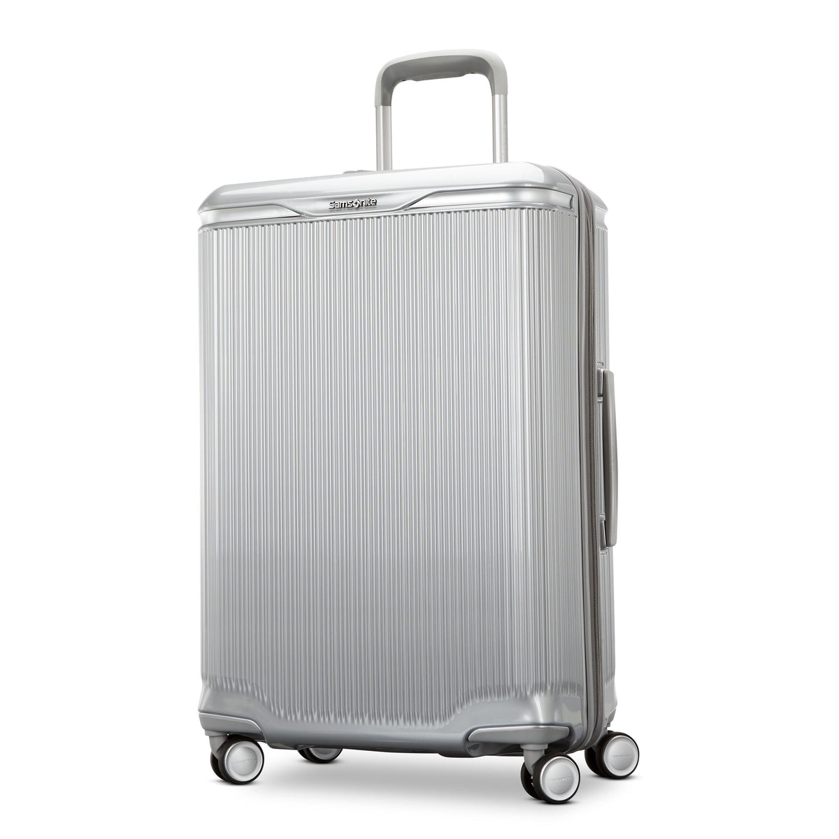 Samsonite Silhouette 18 Hard Side Spinner -Medium in Metallic Silver — front view