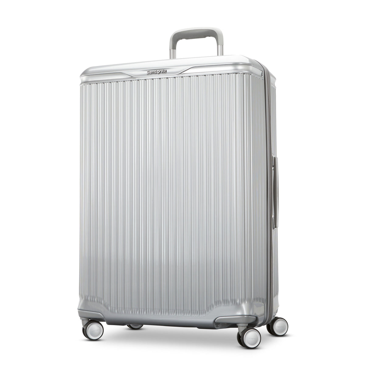 Samsonite Silhouette 18 Hard Side Spinner -Large in Metallic Silver — front view