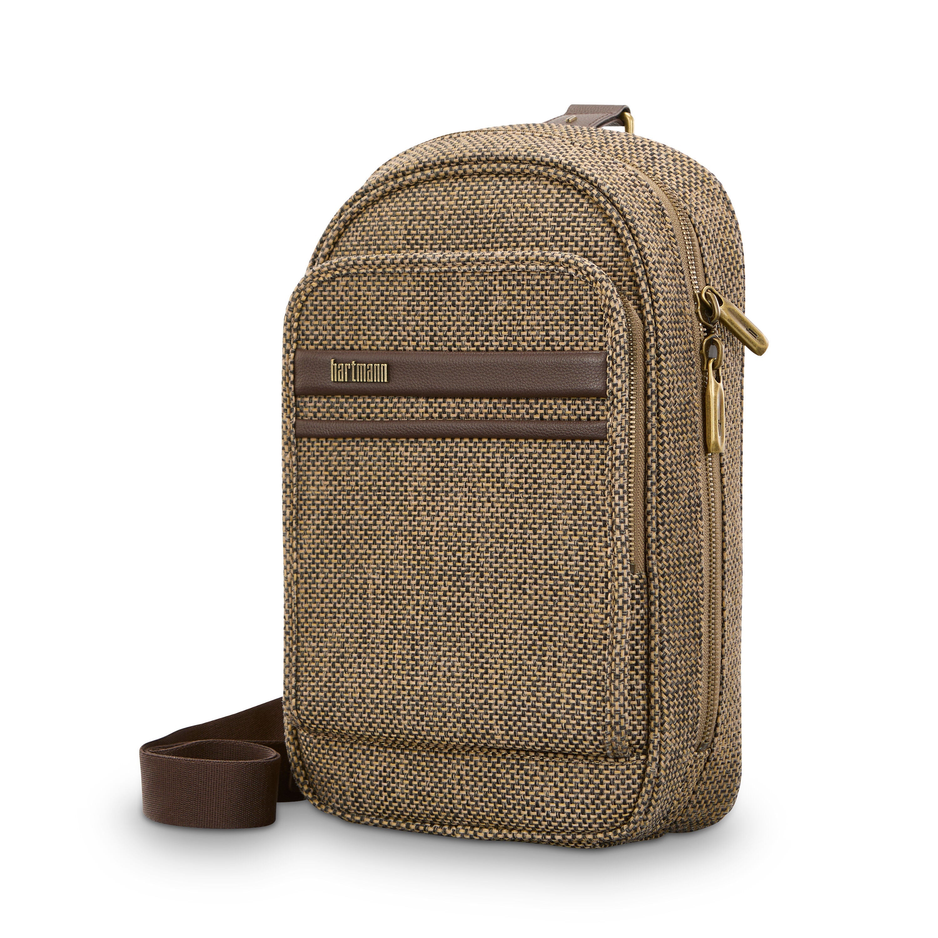 Hartmann Tweed Sling Bag in Tweed/Natural Leather — front view
