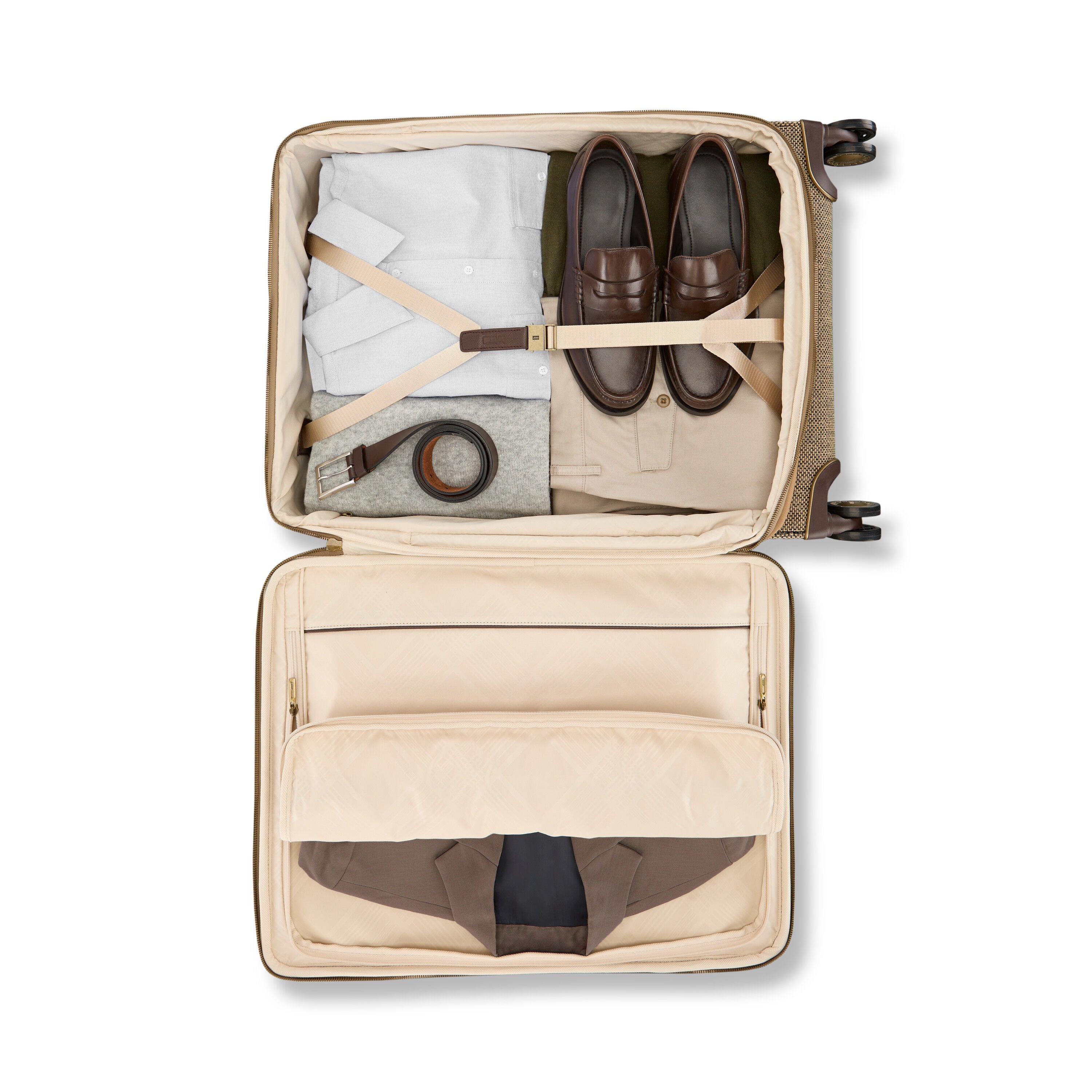 Hartmann Tweed Medium Journey Spinner in Tweed/Natural Leather — interior view