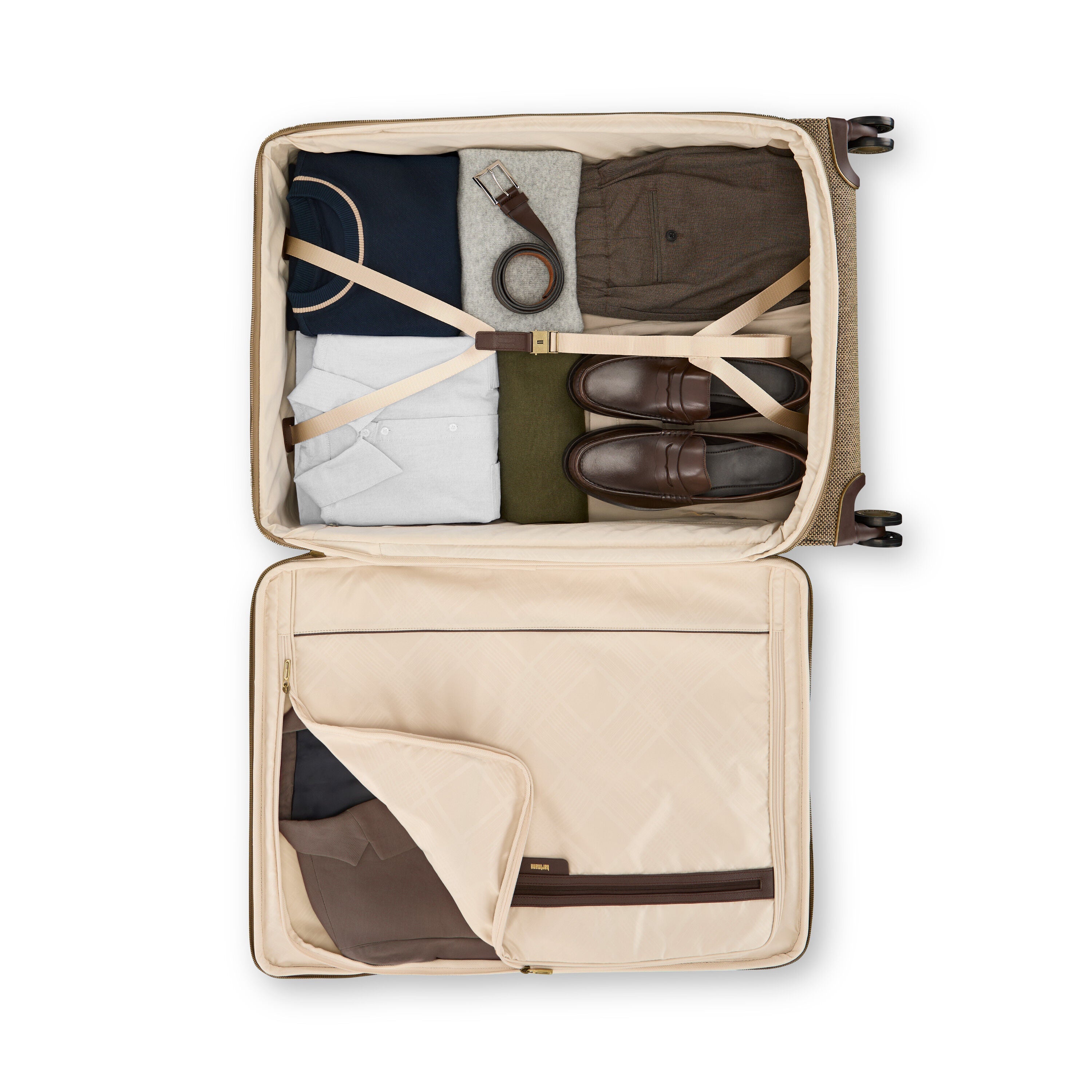 Hartmann Tweed Extended Journey Spinner in Tweed/Natural Leather — interior view