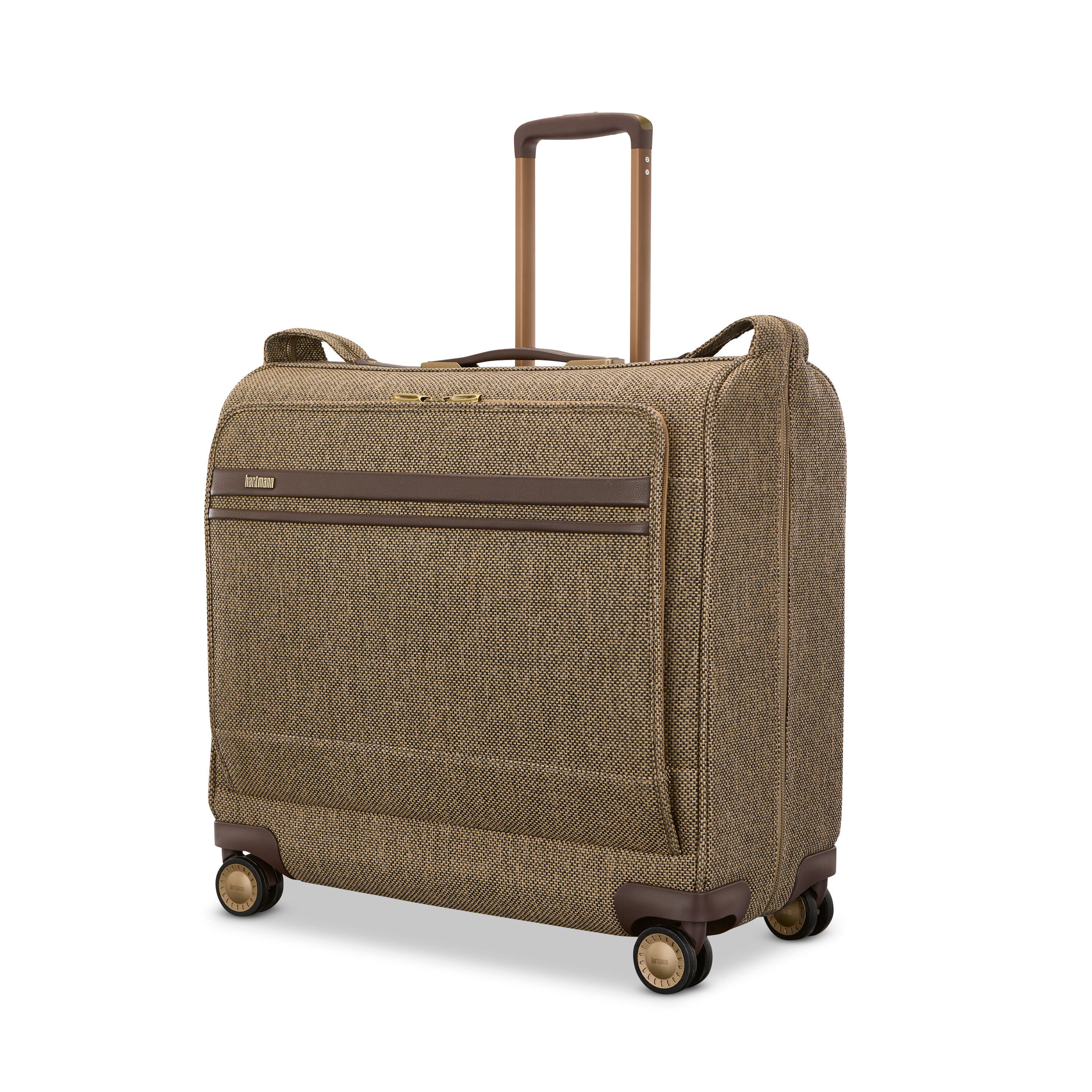 Hartmann Tweed Wheeled Garment Bag in Tweed/Natural Leather — front view