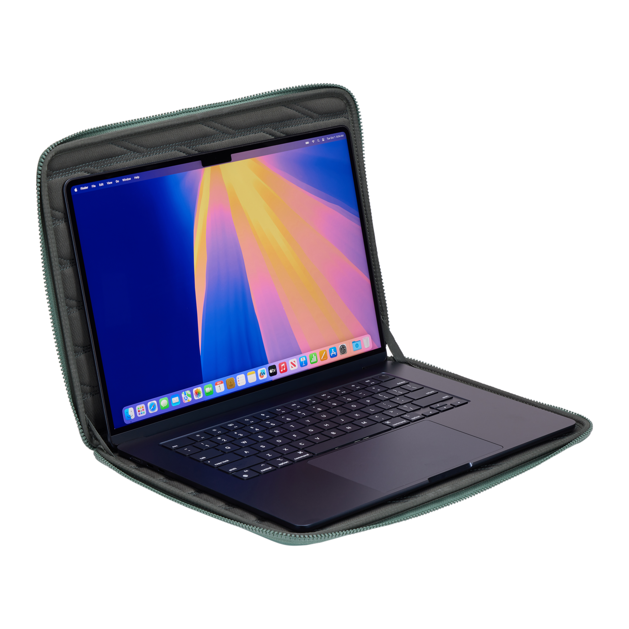 Thule Gauntlet MacBook Pro Sleeve 16" in Hazy Green — interior view # color_Hazy Green