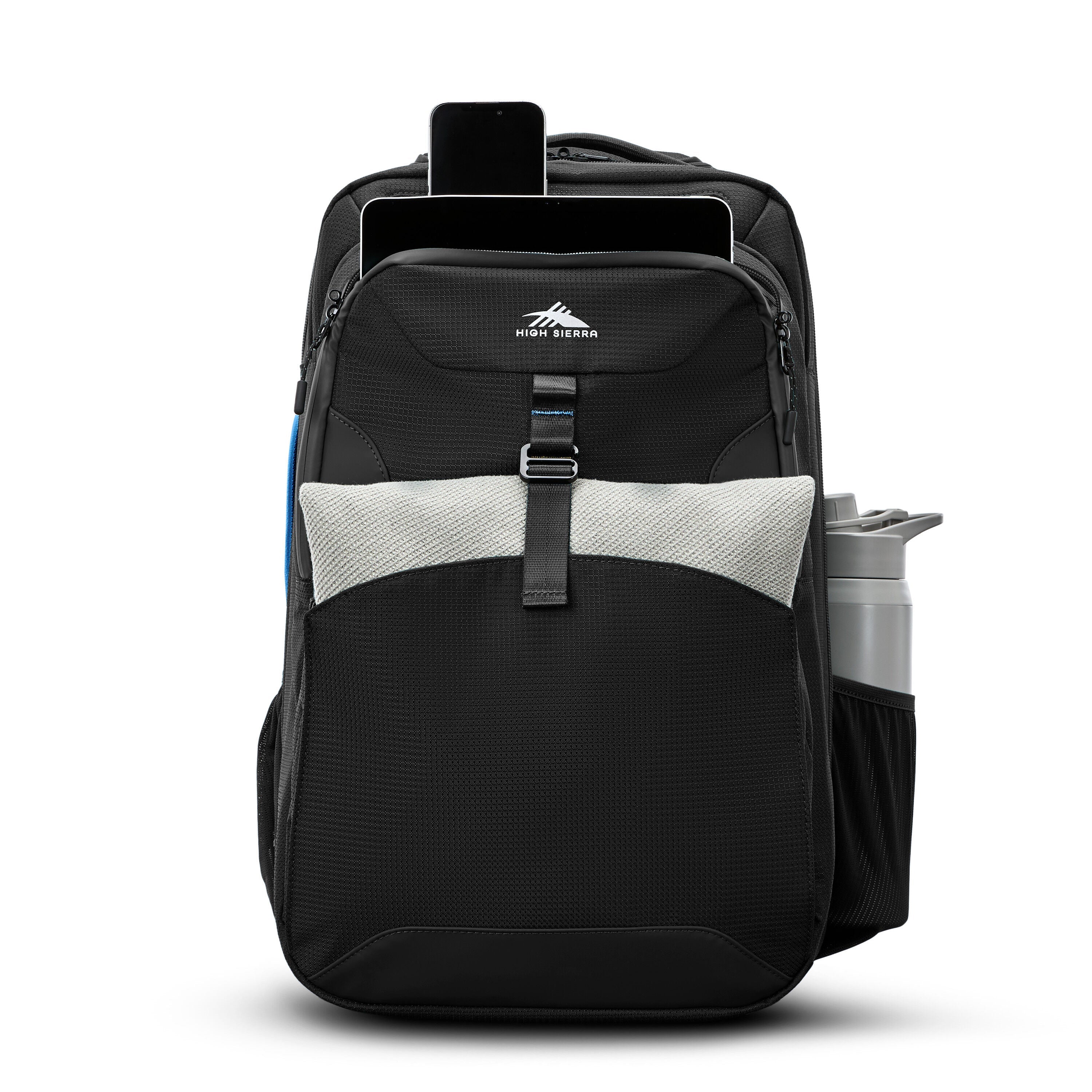 High Sierra Hi-Life 3-in-1 Convertible Wheeled Backpack in Black Blue — angle view 2