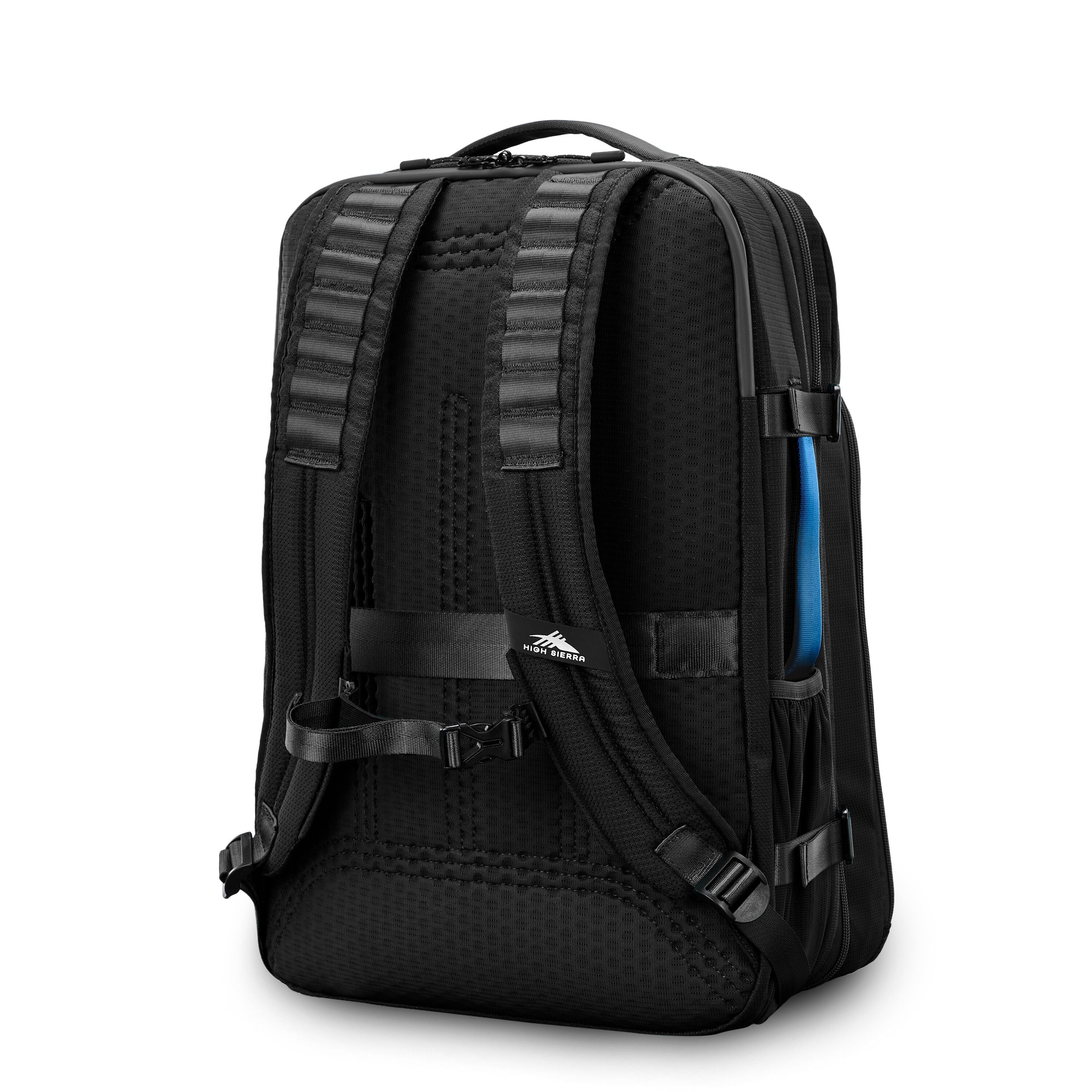High Sierra Hi-Life Travel Backpack in Black Blue — back view