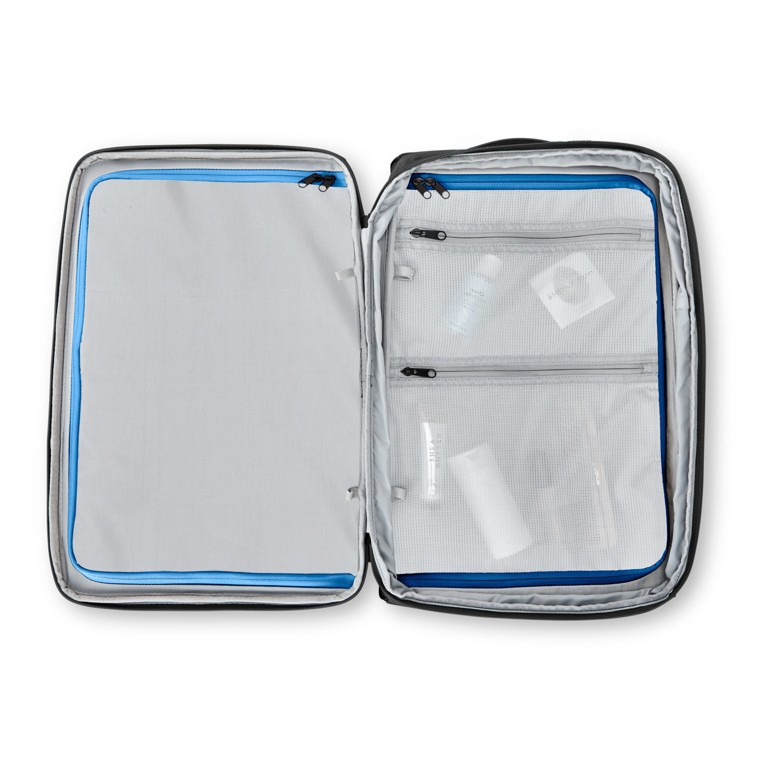 High Sierra Hi-Life Travel Backpack in Black Blue — interior view