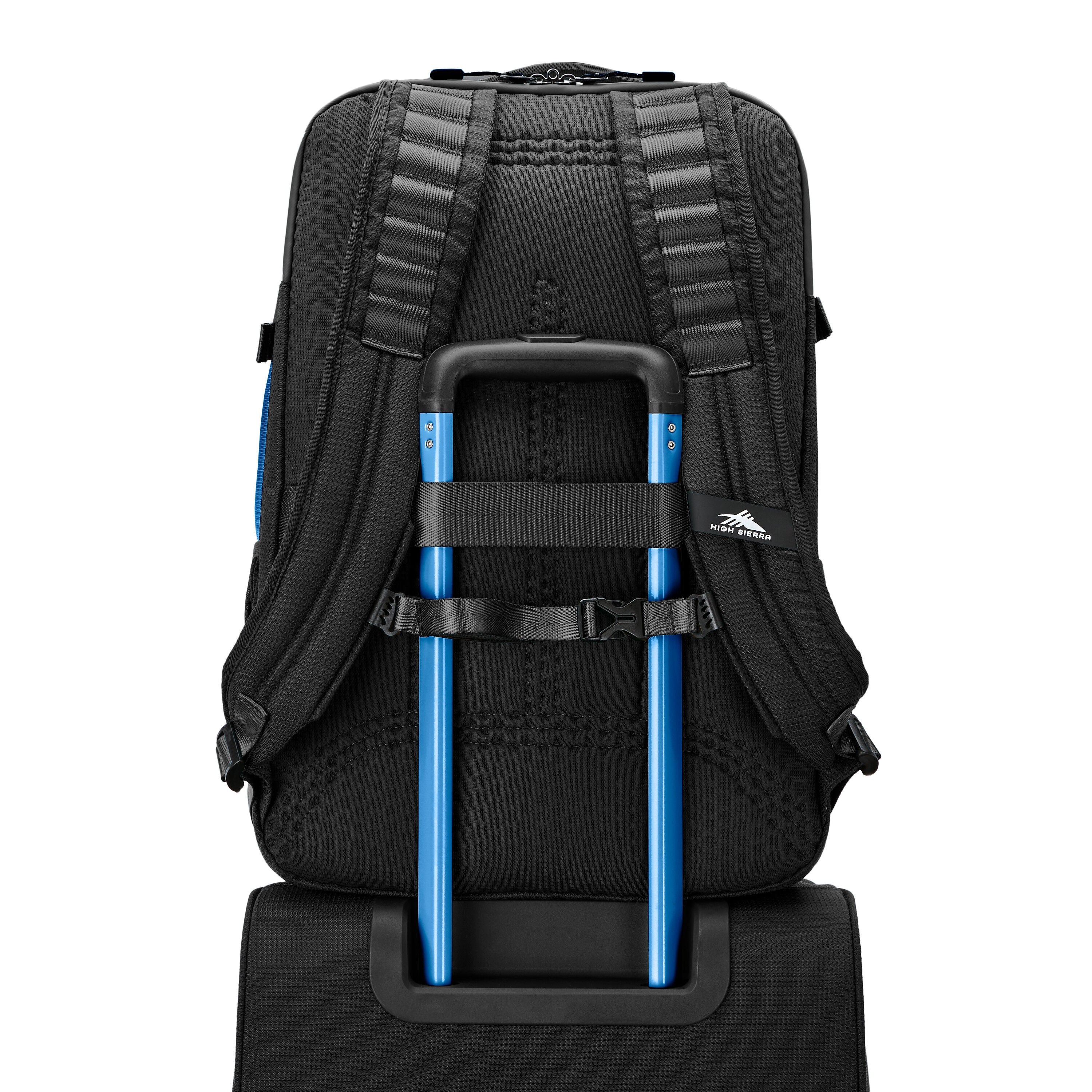 High Sierra Hi-Life Travel Backpack in Black Blue — angle view 3