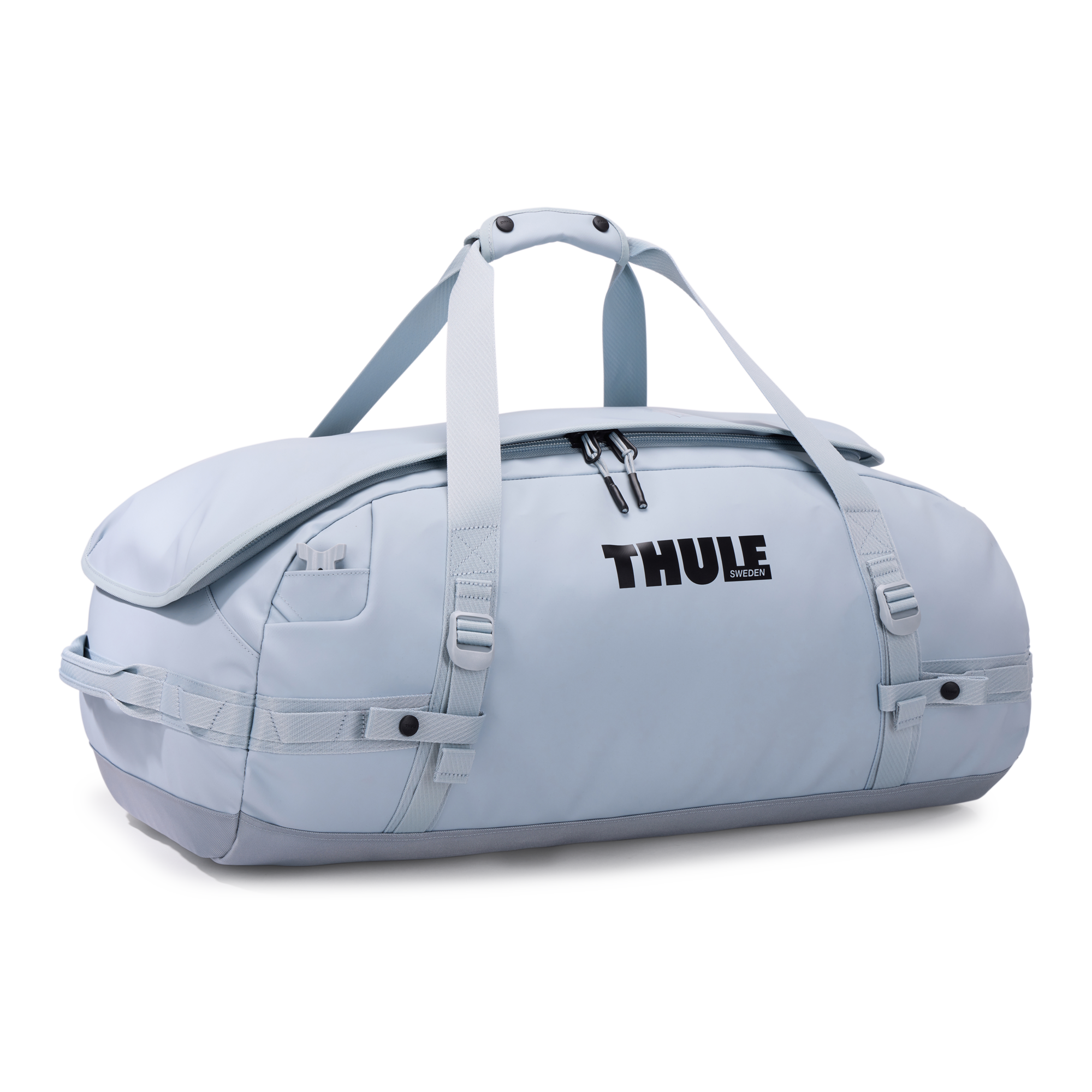Thule Chasm 70L Duffel in Soft Blue — front view # color_Soft Blue