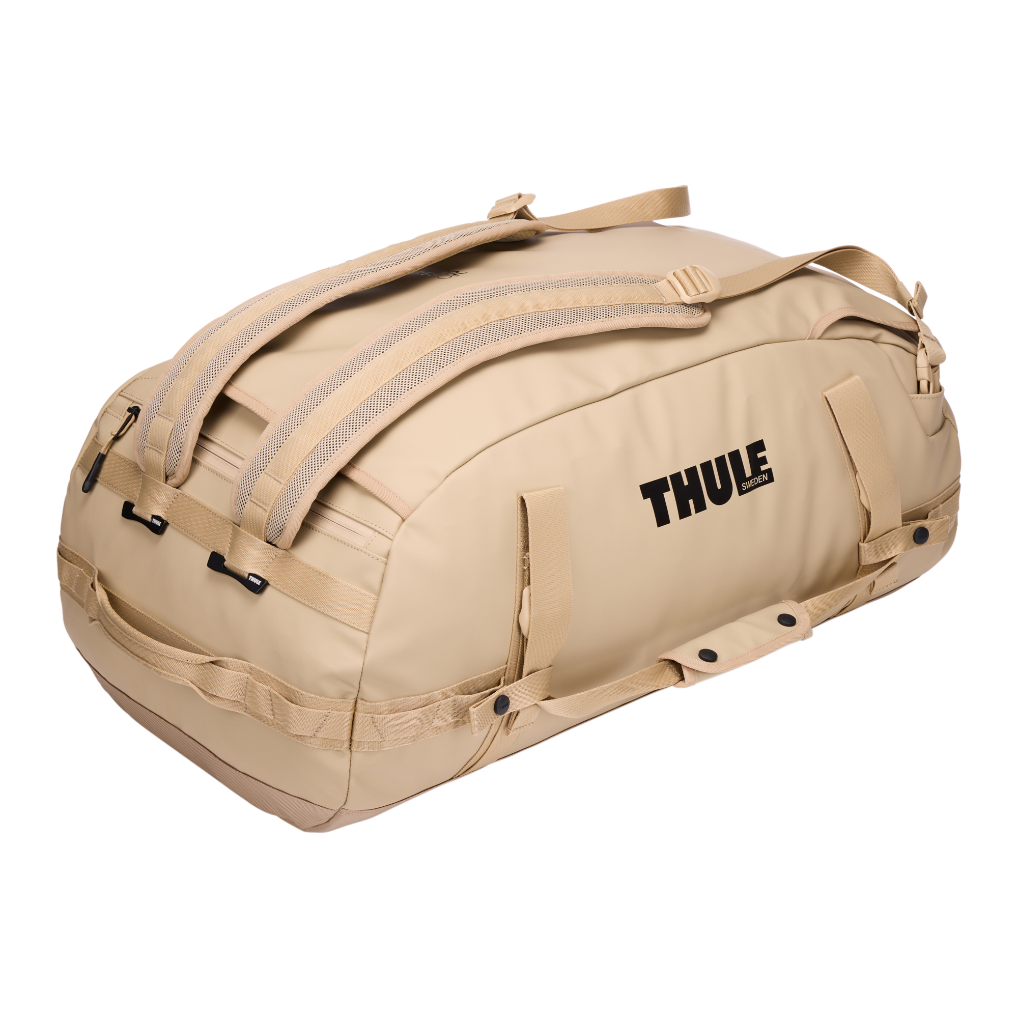 Thule Chasm 70L Duffel in Gentle Beige — angle view 2 # color_Gentle Beige