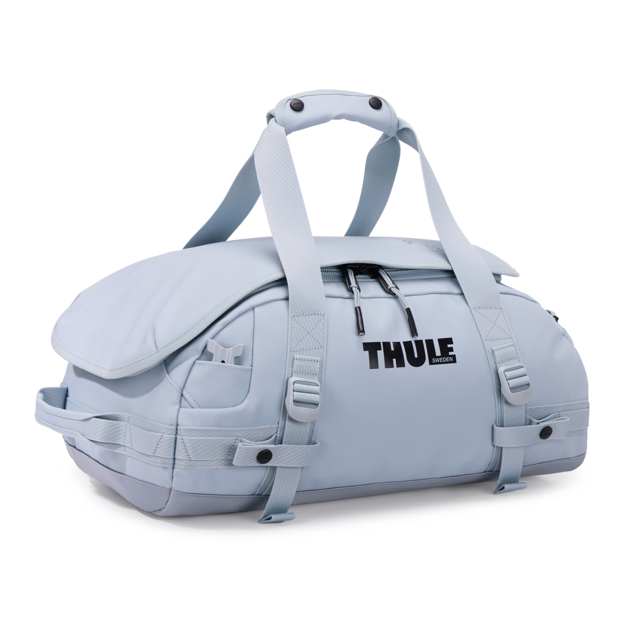 Thule Chasm 30L Duffel in Soft Blue — front view # color_Soft Blue