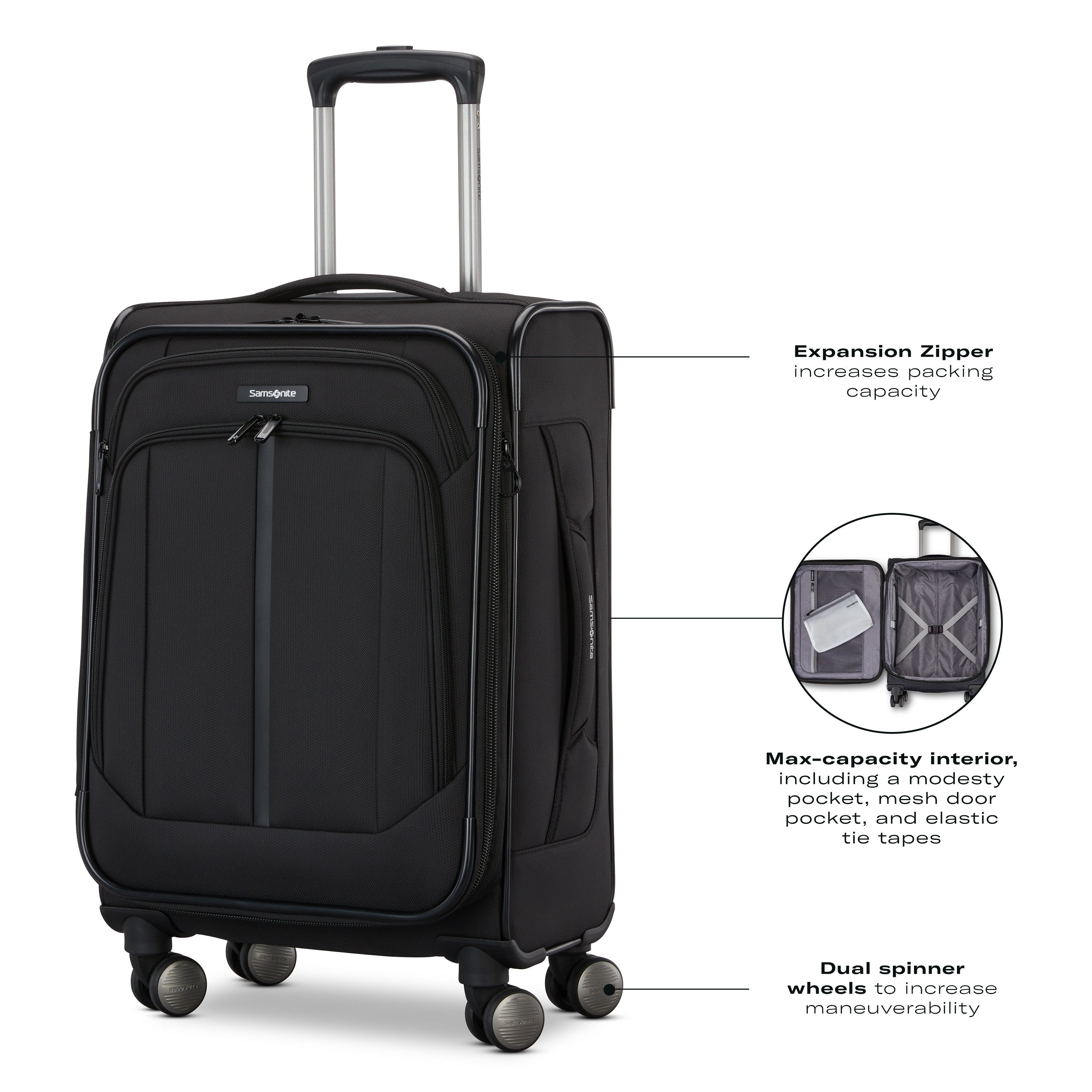 Samsonite Ascella 4 Medium Expandable Spinner - Black