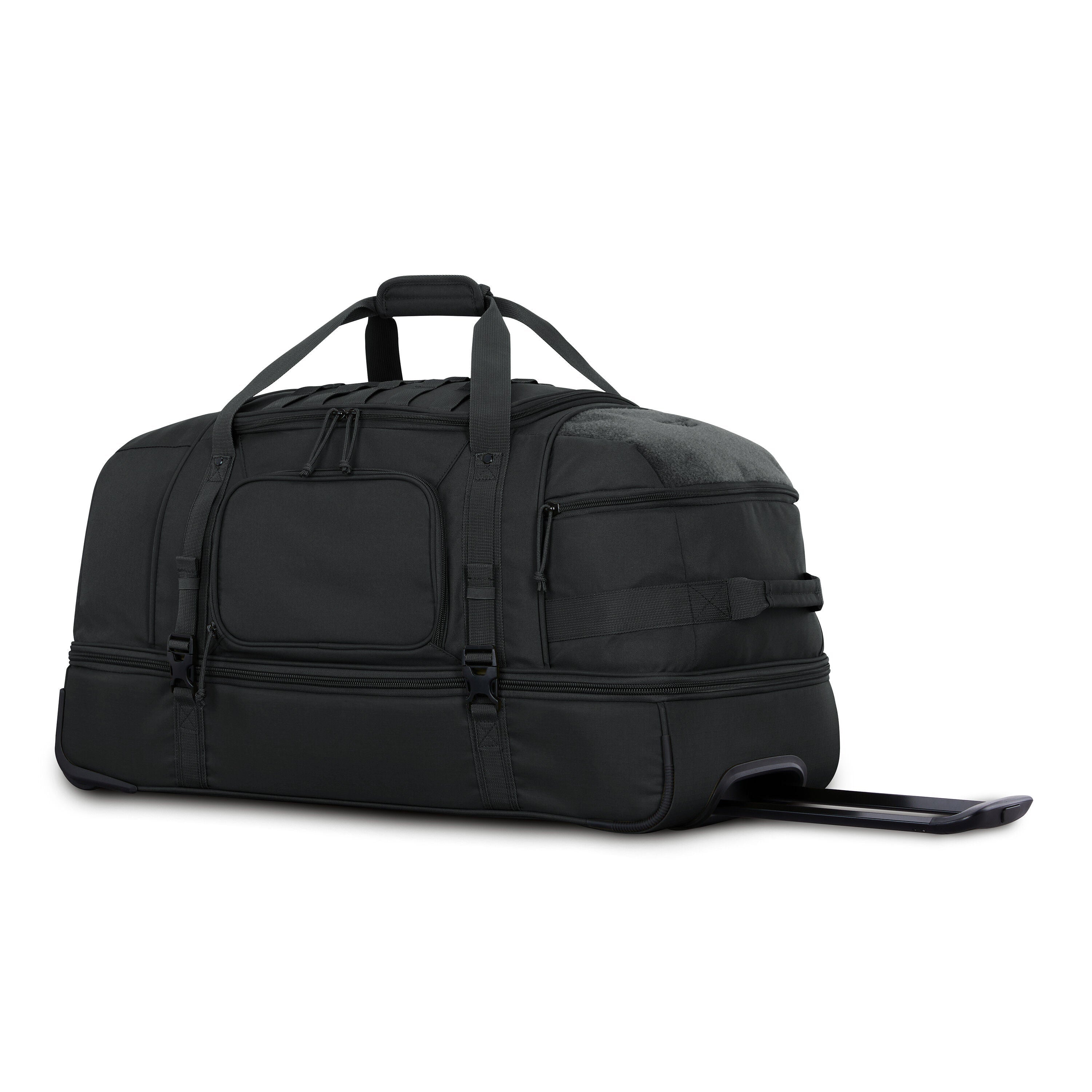 High Sierra Pathsetter Medium Wheeled Duffel in Black — angle view 1