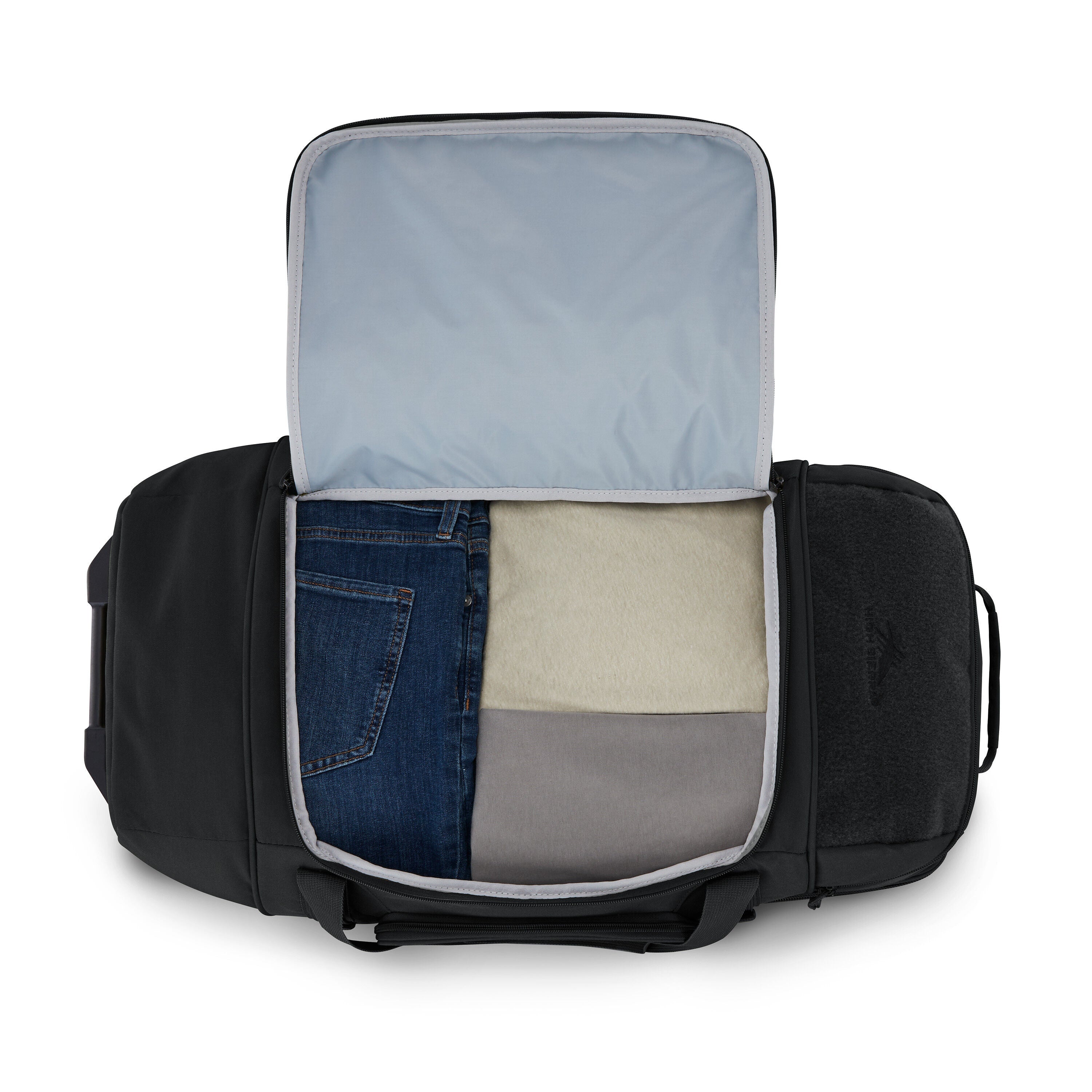 High Sierra Pathsetter Medium Wheeled Duffel in Black — interior view 2