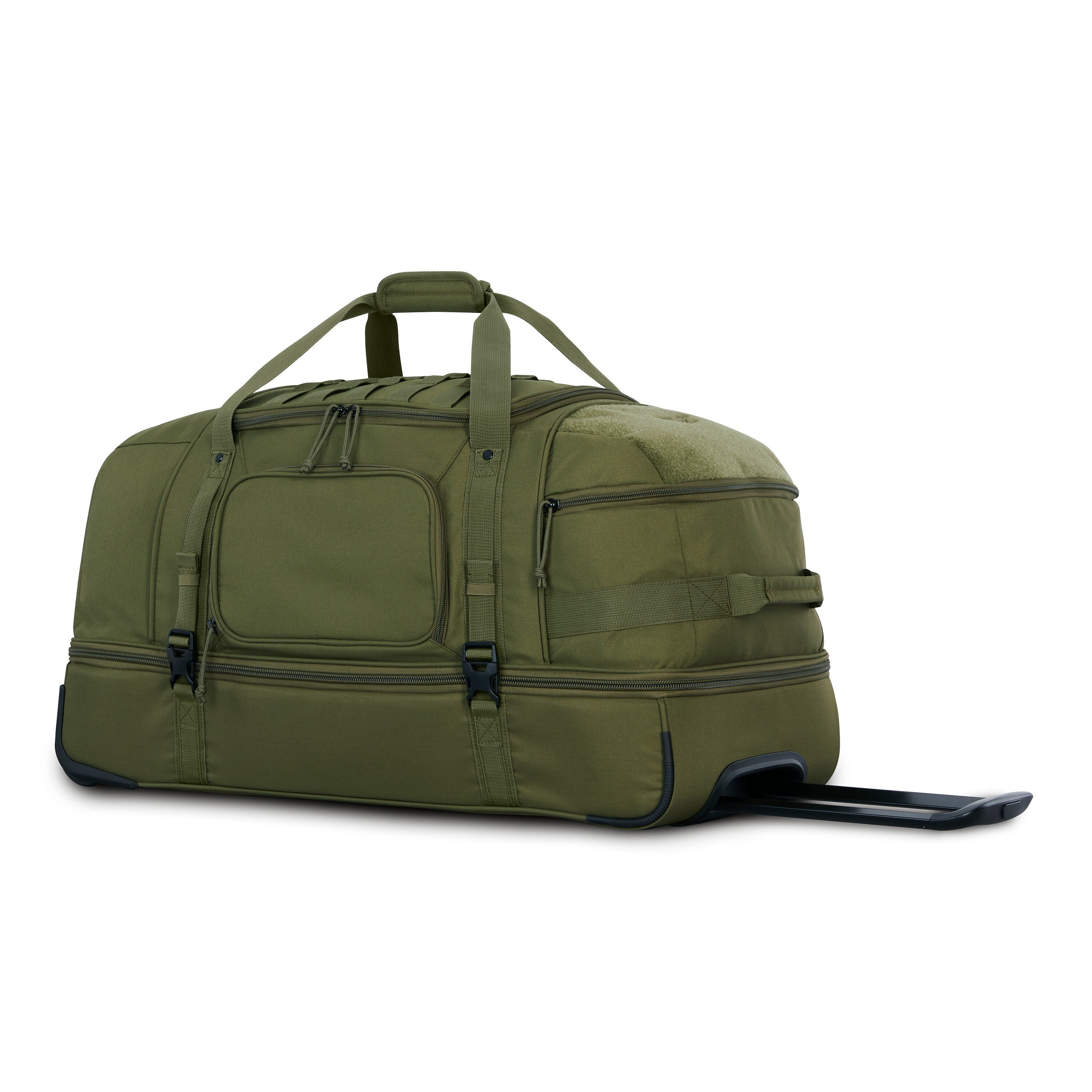High Sierra Pathsetter Medium Wheeled Duffel in Moss — angle view 1
