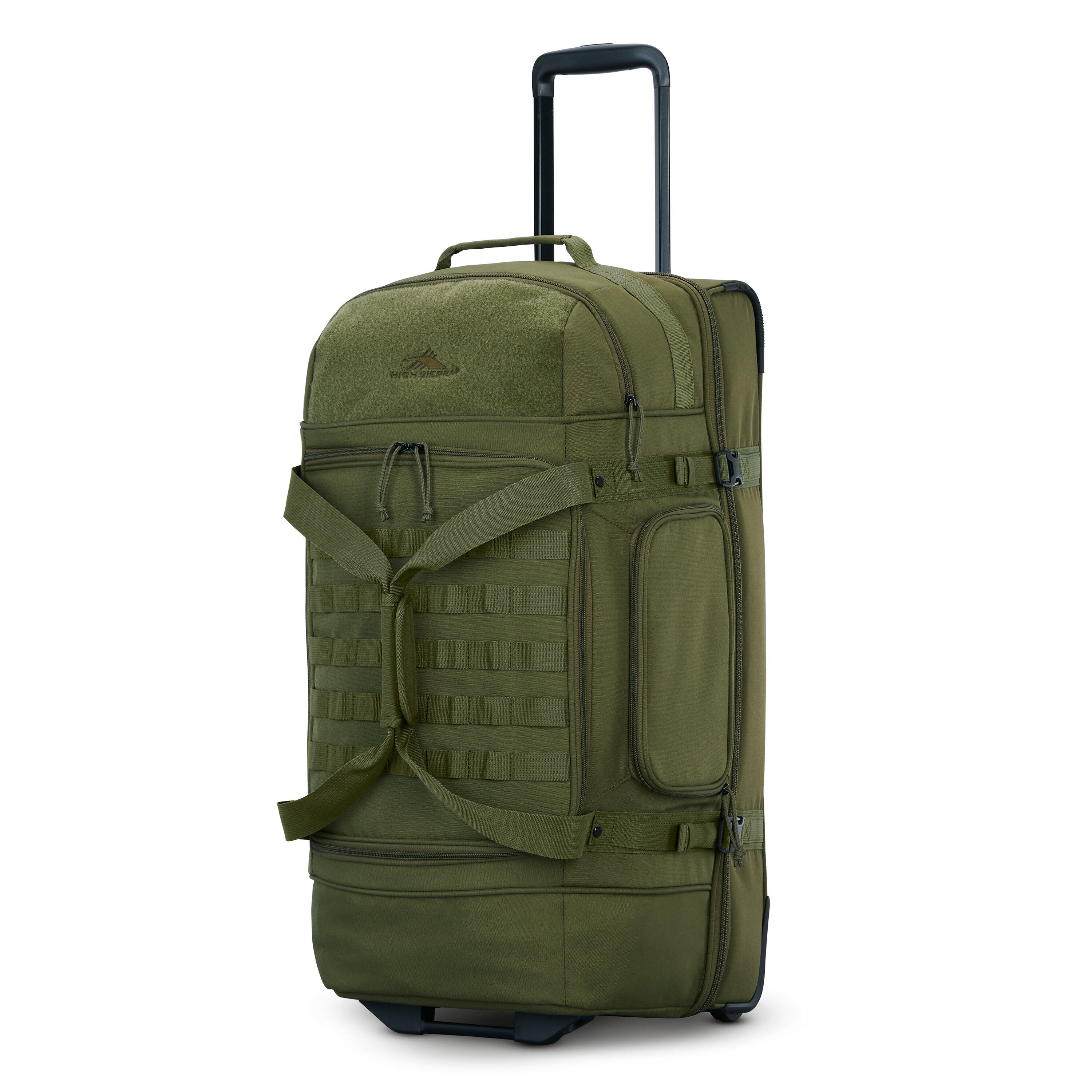 High Sierra Pathsetter Medium Wheeled Duffel in Moss — front view