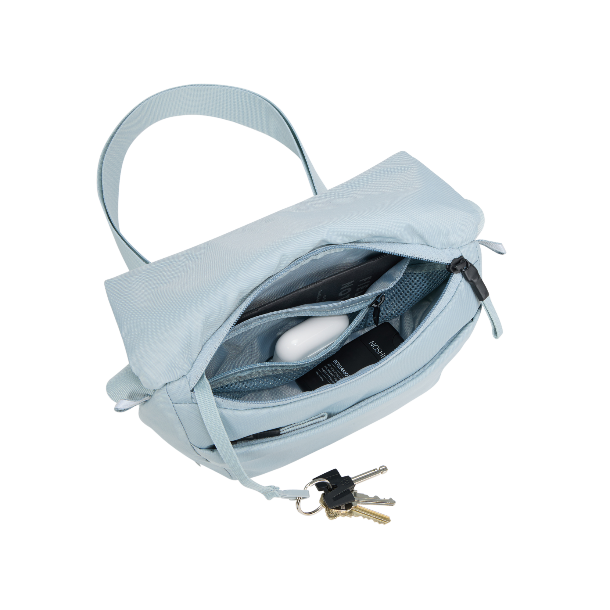 Thule EnRoute Sling Bag 2L in Soft Blue/Darkest Blue — interior view # color_Soft Blue/Darkest Blue