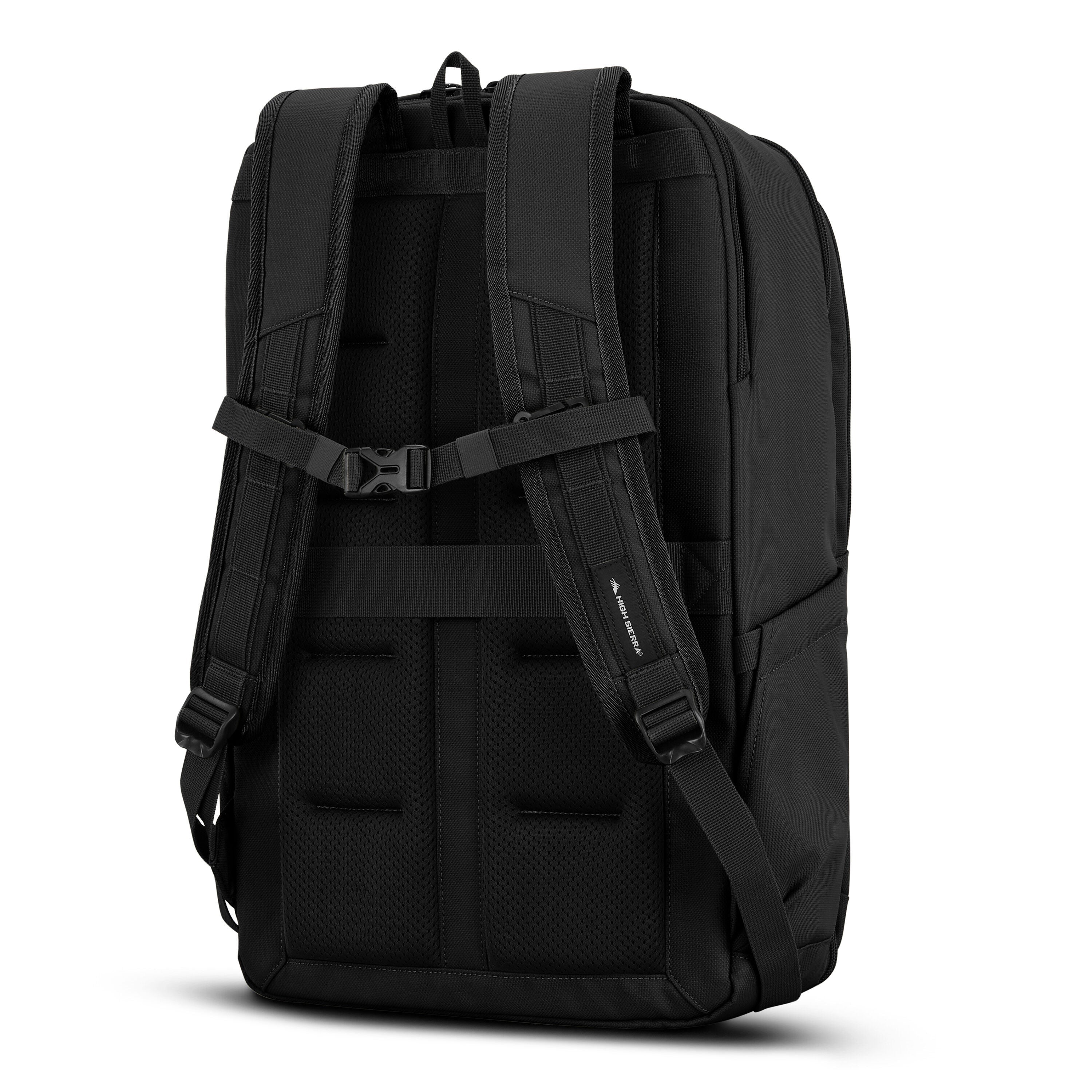 High Sierra Lineage Travel Backpack in Black — back view
