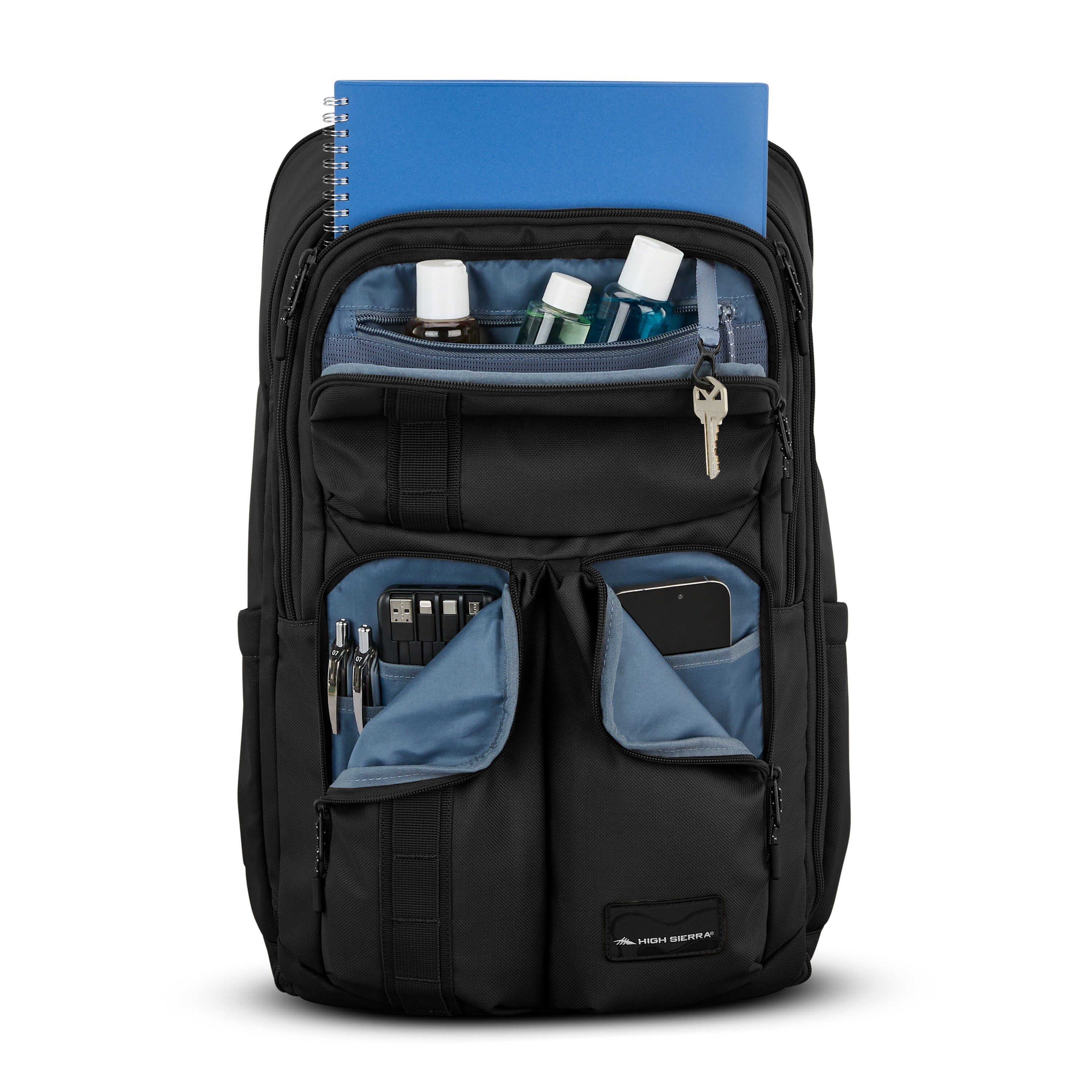 High Sierra Lineage Travel Backpack in Black — angle view 1