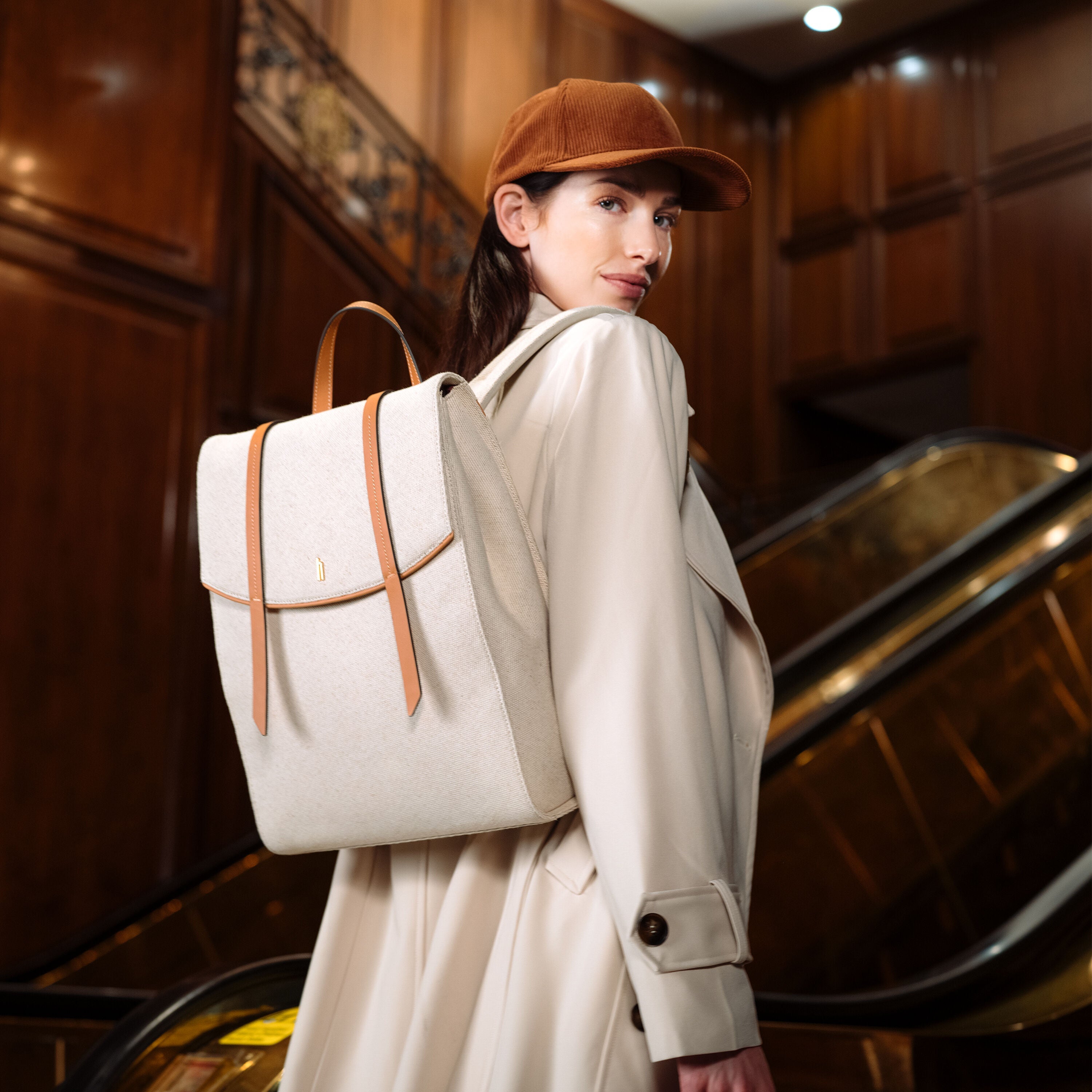 Hartmann Reserve Women's Backpack in Ecru — angle view 5