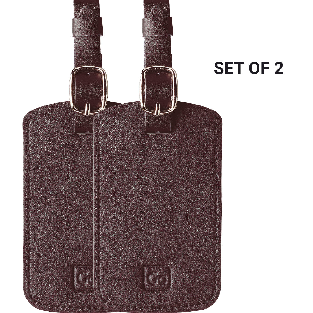 Go Travel Classic Tags Luggage Label (Set of 2) in Black — back view # color_Black