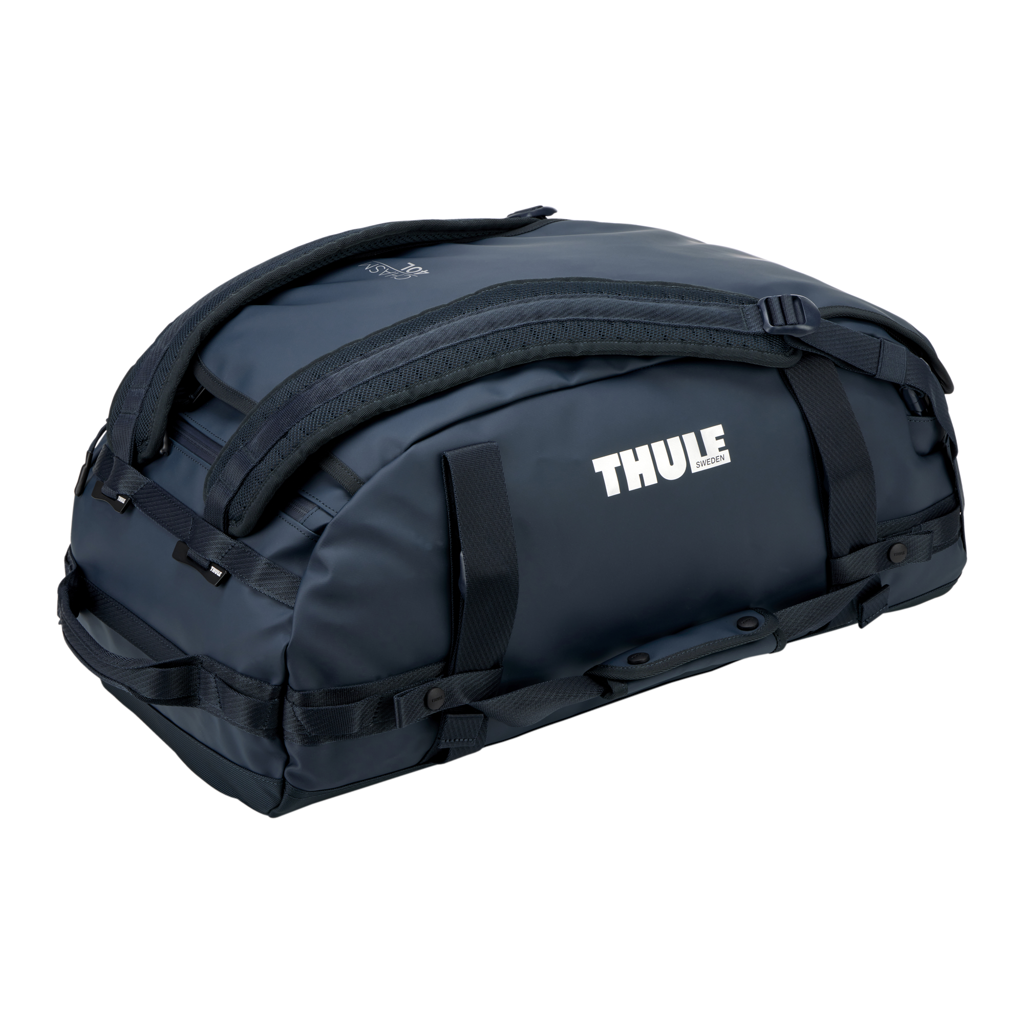 Thule Chasm 40L Duffel in Darkest Blue — angle view 2 # color_Darkest Blue