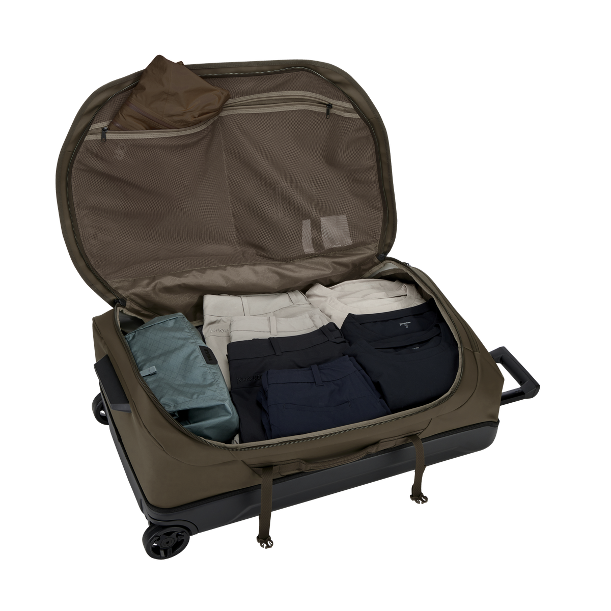 Thule Chasm Wheeled Duffel Bag 81CM/32"-110L in Deep Khaki — interior view